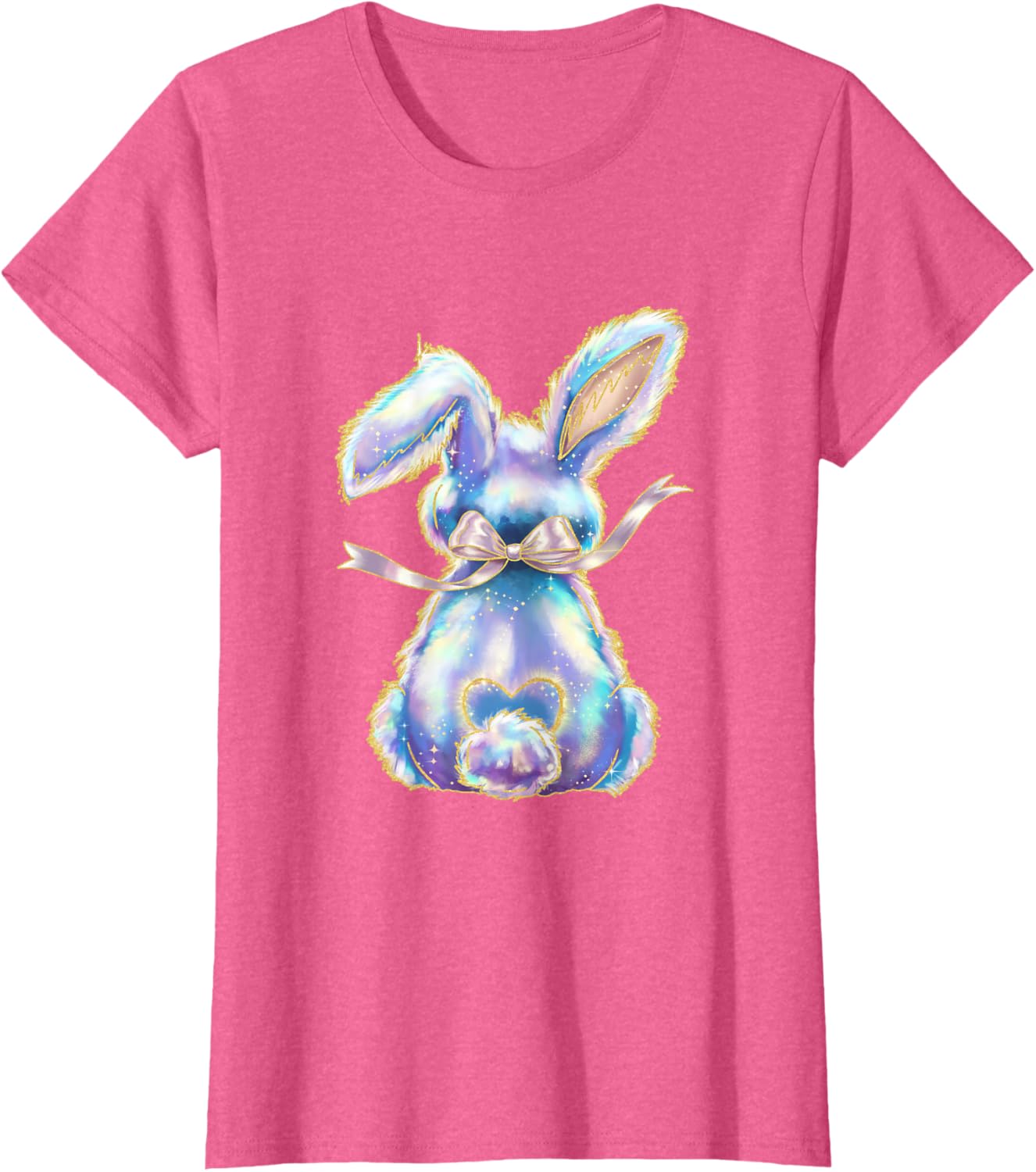 Happy Easter Day Cute Bunny Brushstroke Coquette Bow Girl T-Shirt