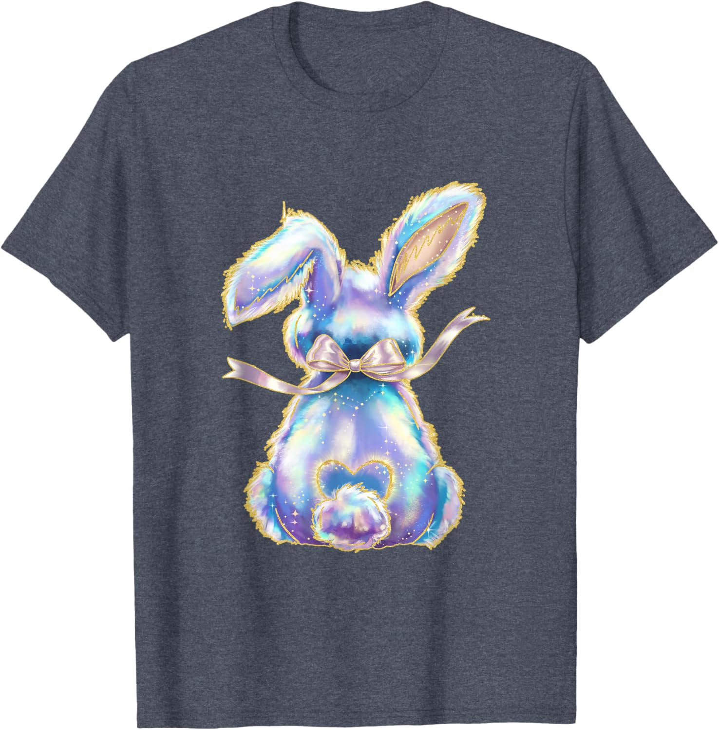 Happy Easter Day Cute Bunny Brushstroke Coquette Bow Girl T-Shirt