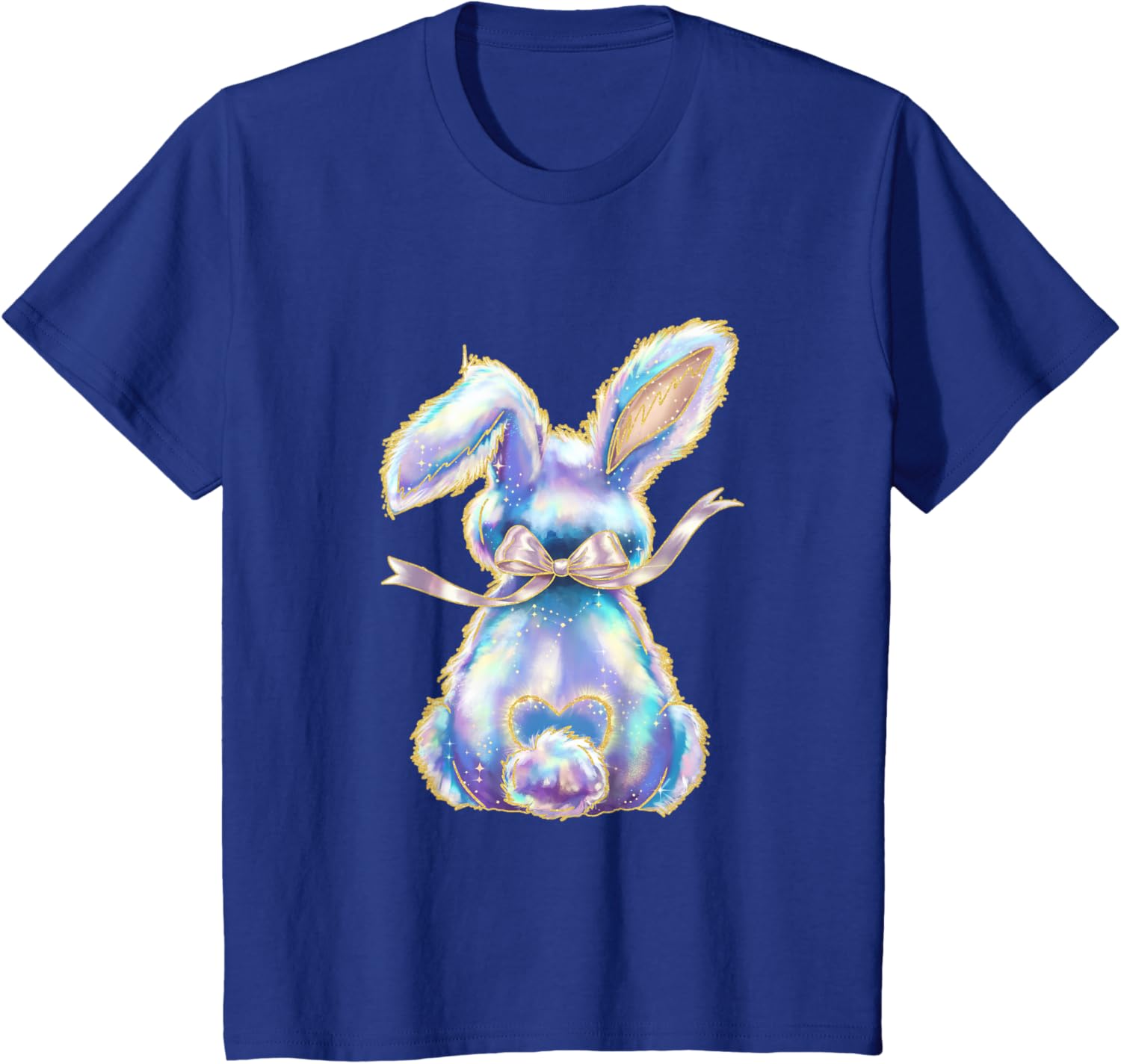 Happy Easter Day Cute Bunny Brushstroke Coquette Bow Girl T-Shirt