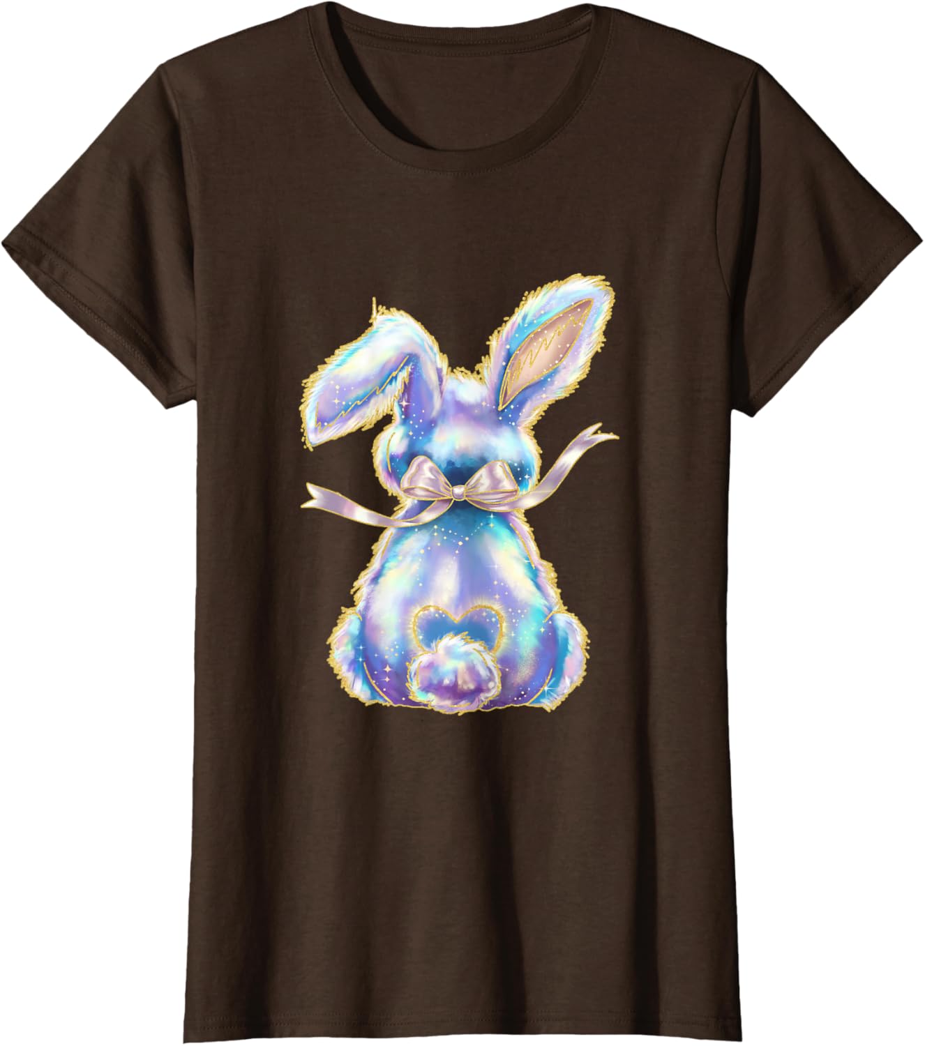 Happy Easter Day Cute Bunny Brushstroke Coquette Bow Girl T-Shirt