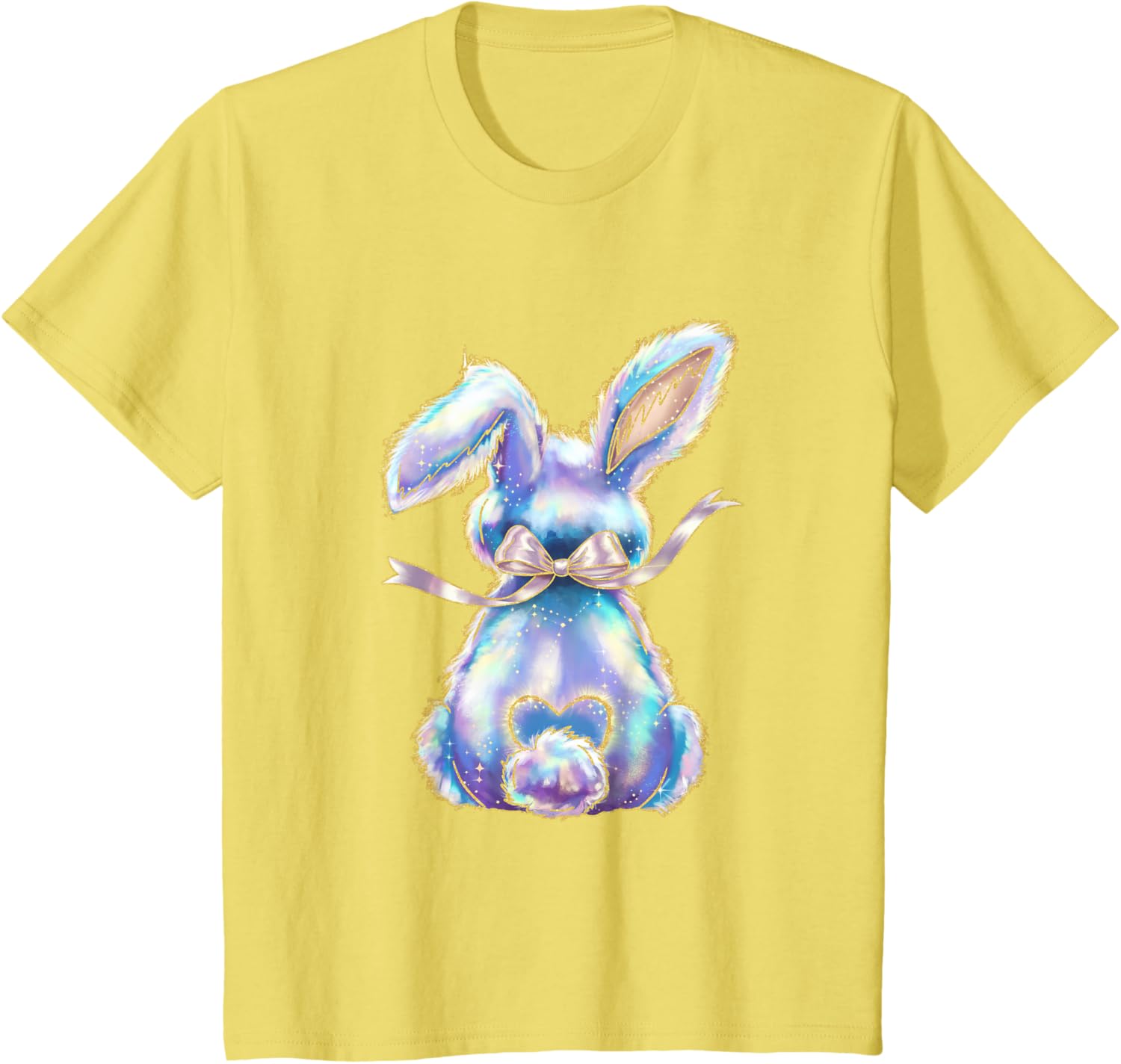 Happy Easter Day Cute Bunny Brushstroke Coquette Bow Girl T-Shirt