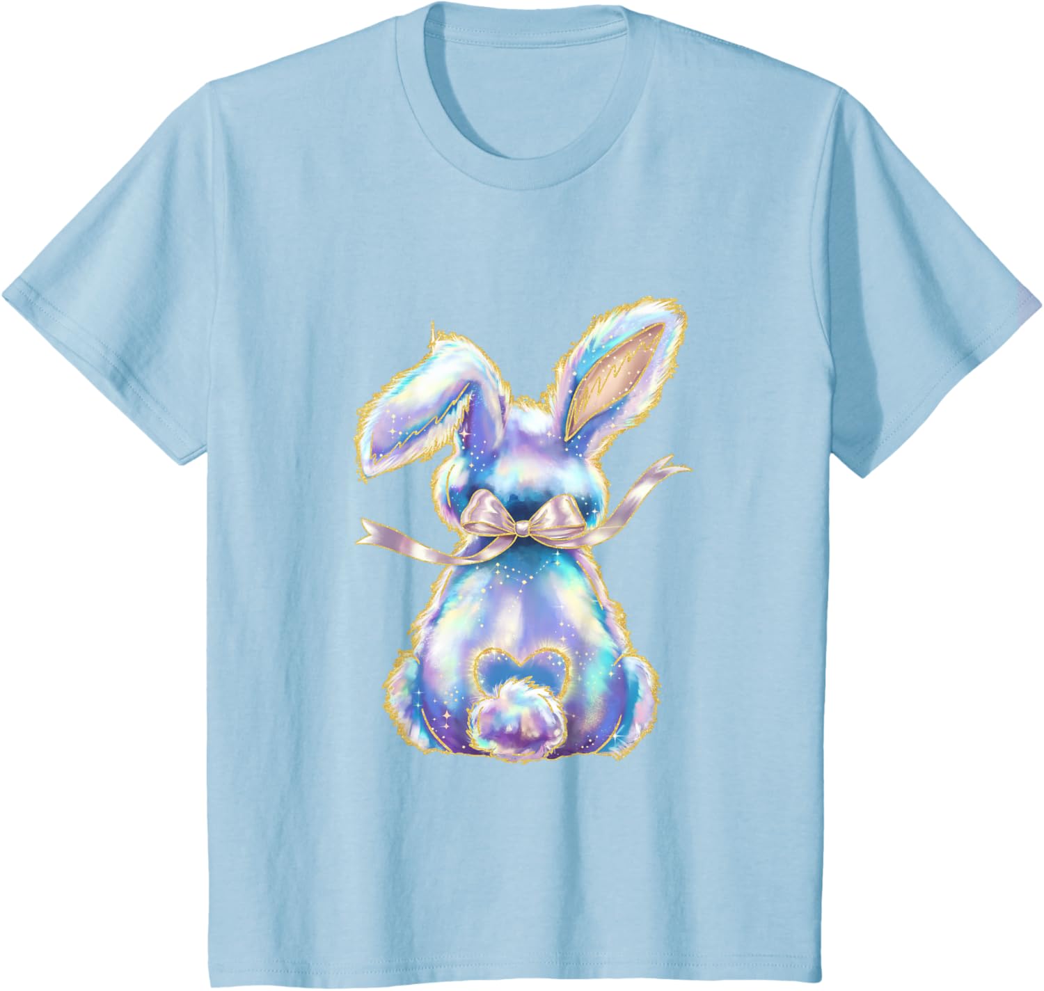 Happy Easter Day Cute Bunny Brushstroke Coquette Bow Girl T-Shirt