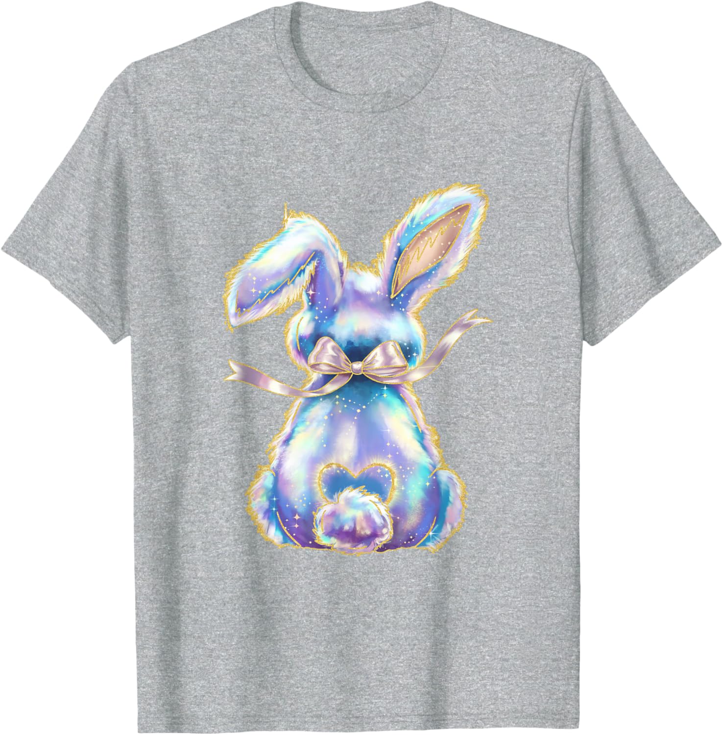 Happy Easter Day Cute Bunny Brushstroke Coquette Bow Girl T-Shirt