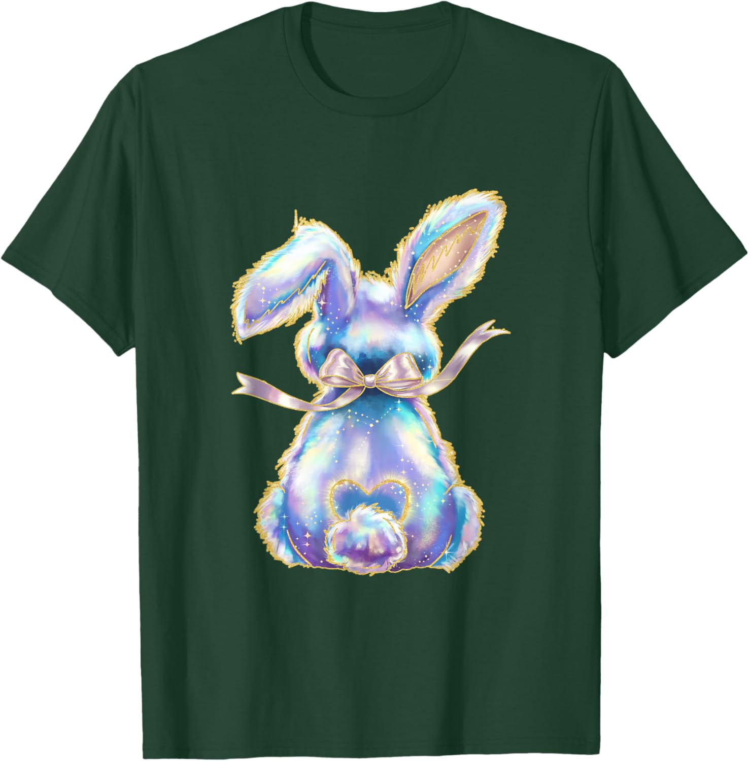 Happy Easter Day Cute Bunny Brushstroke Coquette Bow Girl T-Shirt