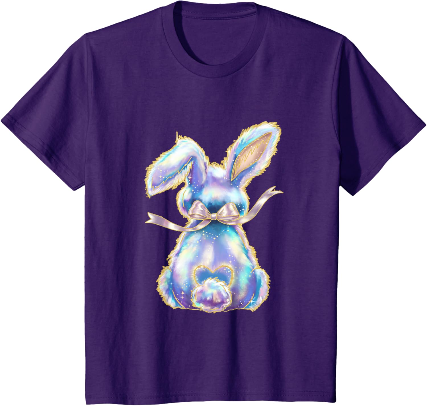 Happy Easter Day Cute Bunny Brushstroke Coquette Bow Girl T-Shirt