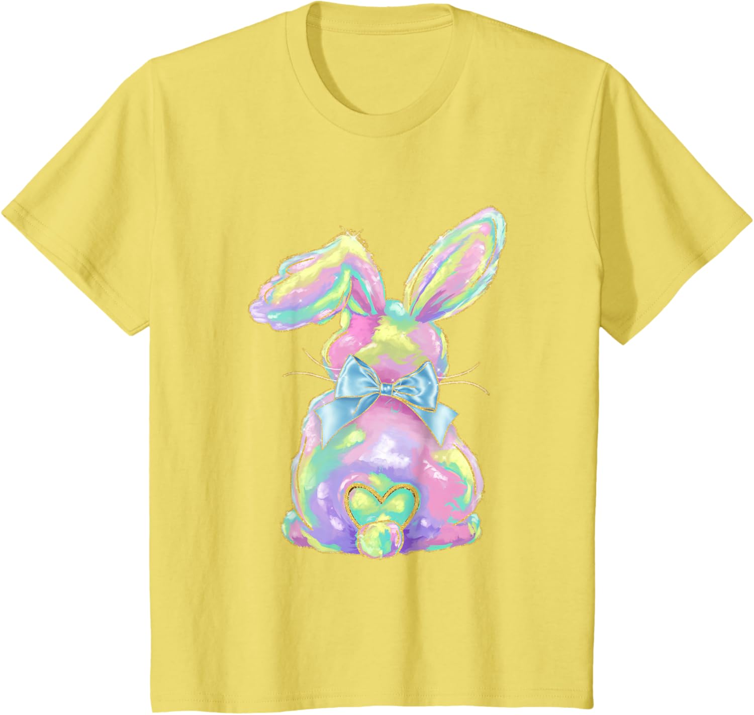 Happy Easter Day Cute Bunny Brushstroke Coquette Bow Girl T-Shirt