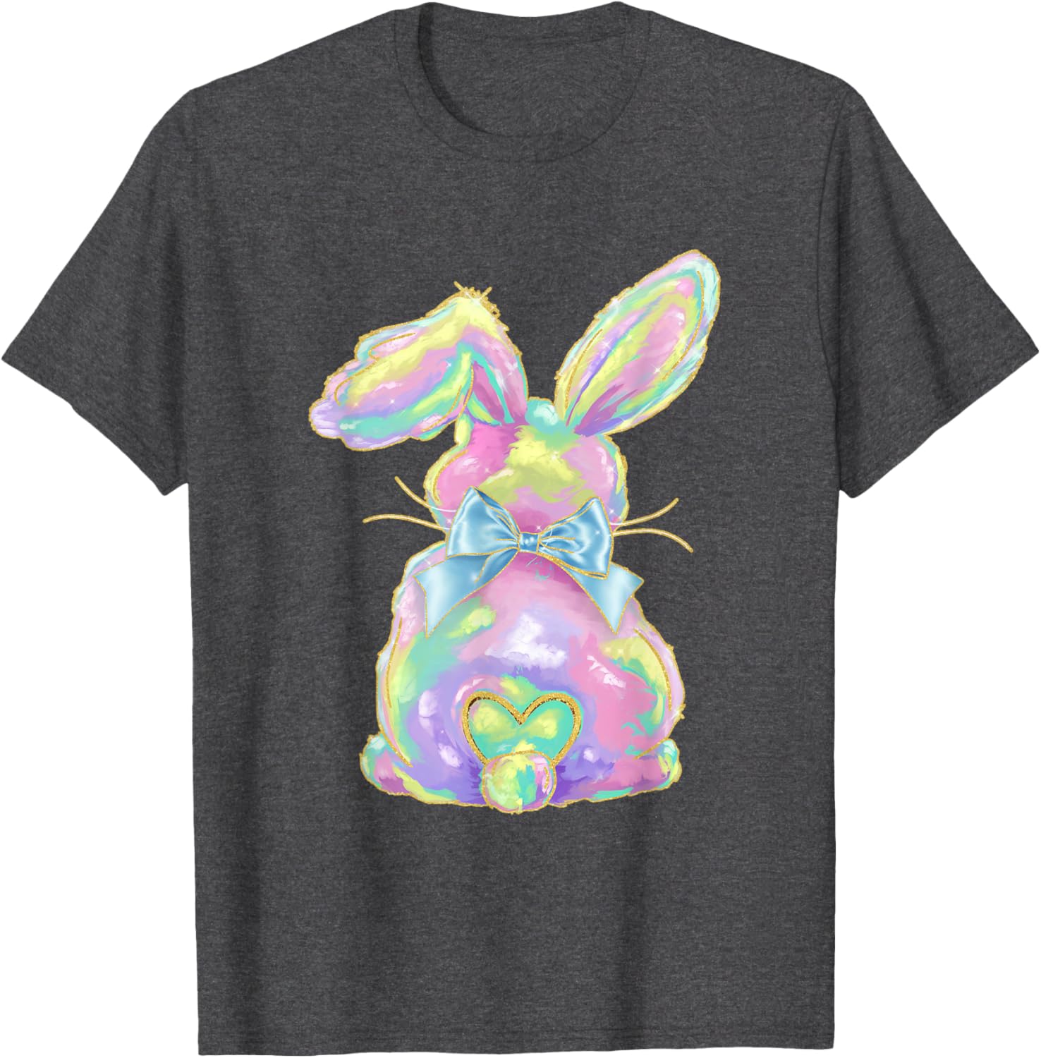 Happy Easter Day Cute Bunny Brushstroke Coquette Bow Girl T-Shirt