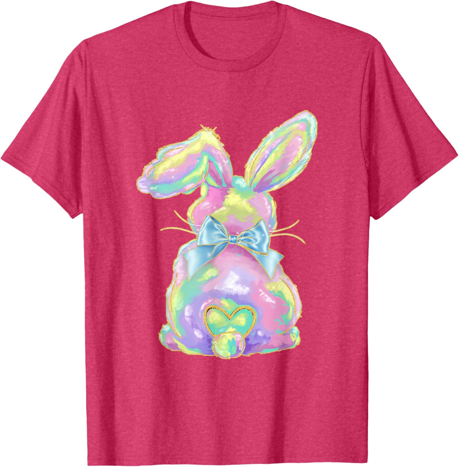 Happy Easter Day Cute Bunny Brushstroke Coquette Bow Girl T-Shirt