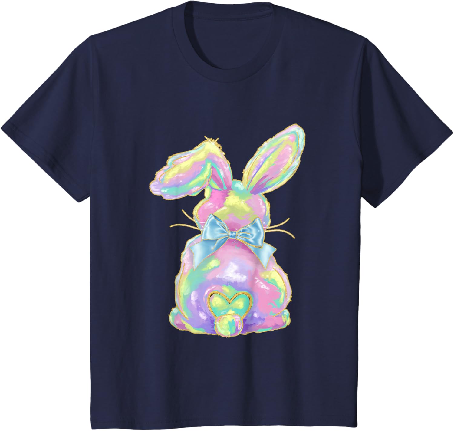 Happy Easter Day Cute Bunny Brushstroke Coquette Bow Girl T-Shirt