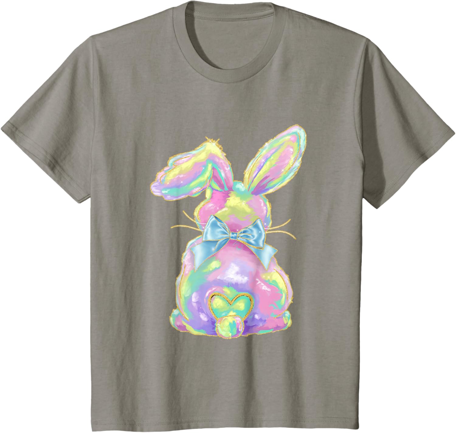 Happy Easter Day Cute Bunny Brushstroke Coquette Bow Girl T-Shirt