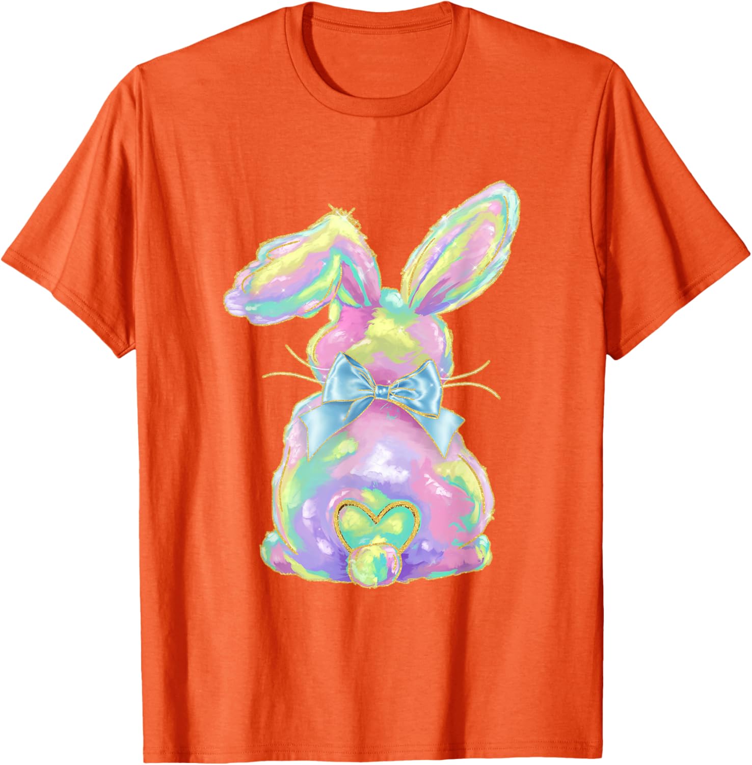 Happy Easter Day Cute Bunny Brushstroke Coquette Bow Girl T-Shirt