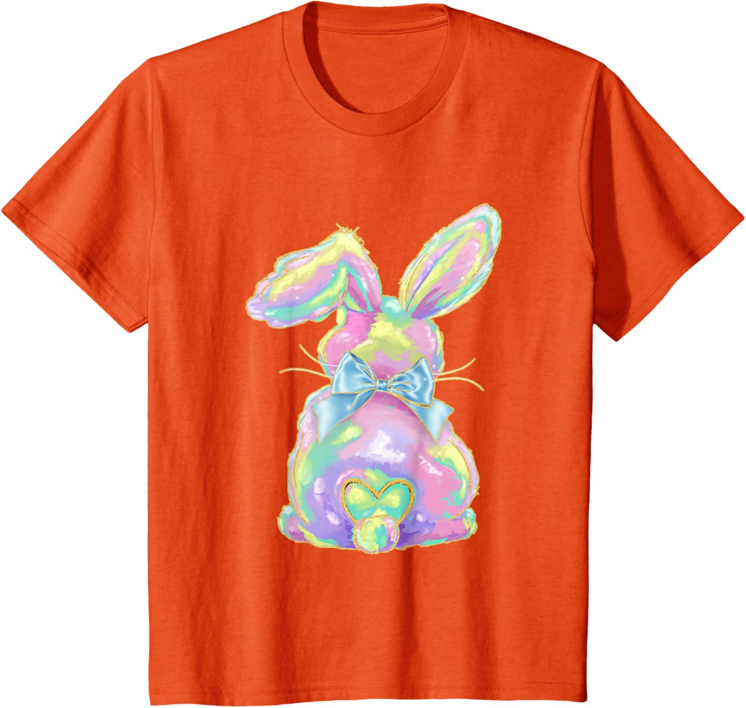 Happy Easter Day Cute Bunny Brushstroke Coquette Bow Girl T-Shirt