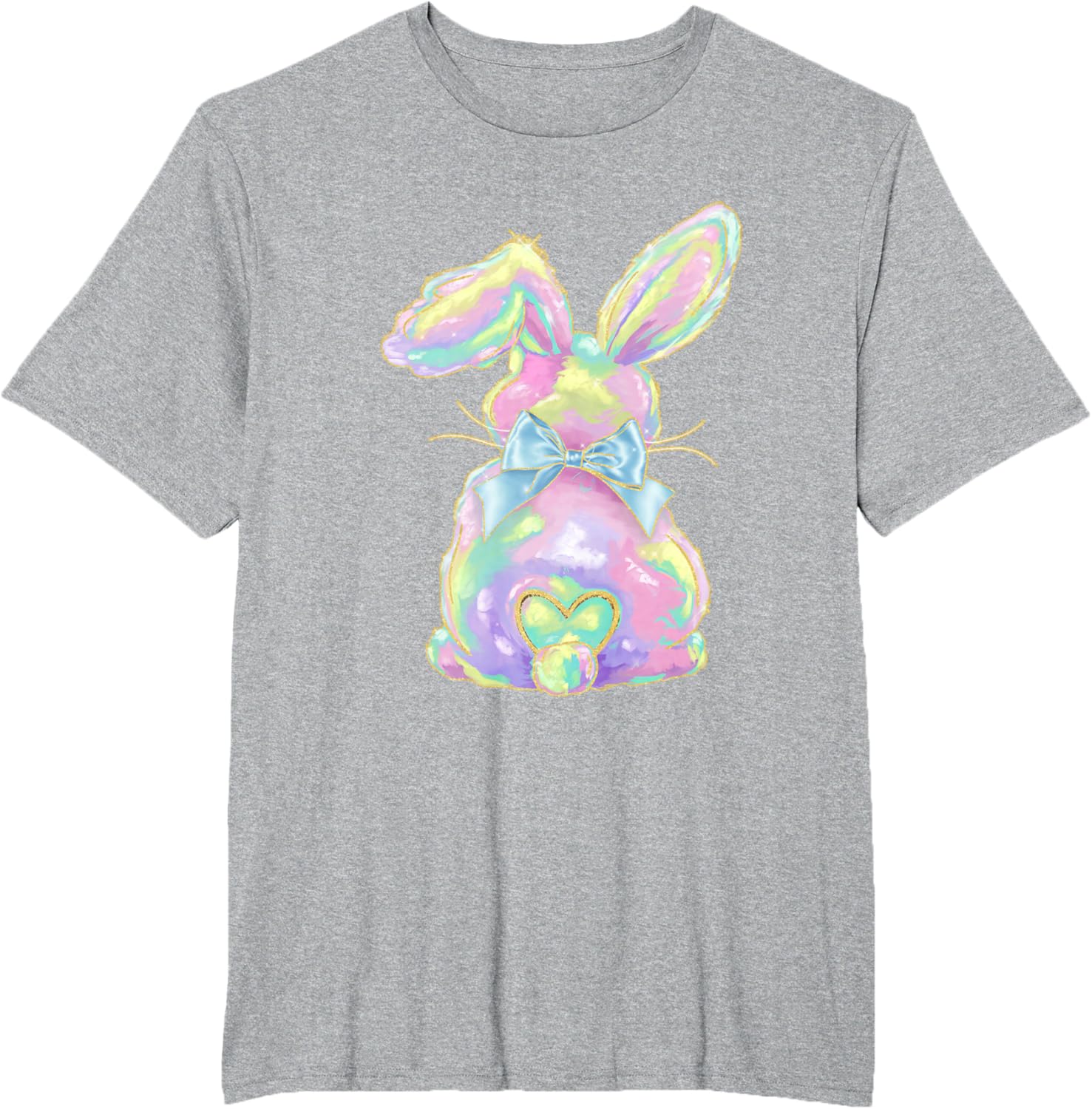 Happy Easter Day Cute Bunny Brushstroke Coquette Bow Girl T-Shirt