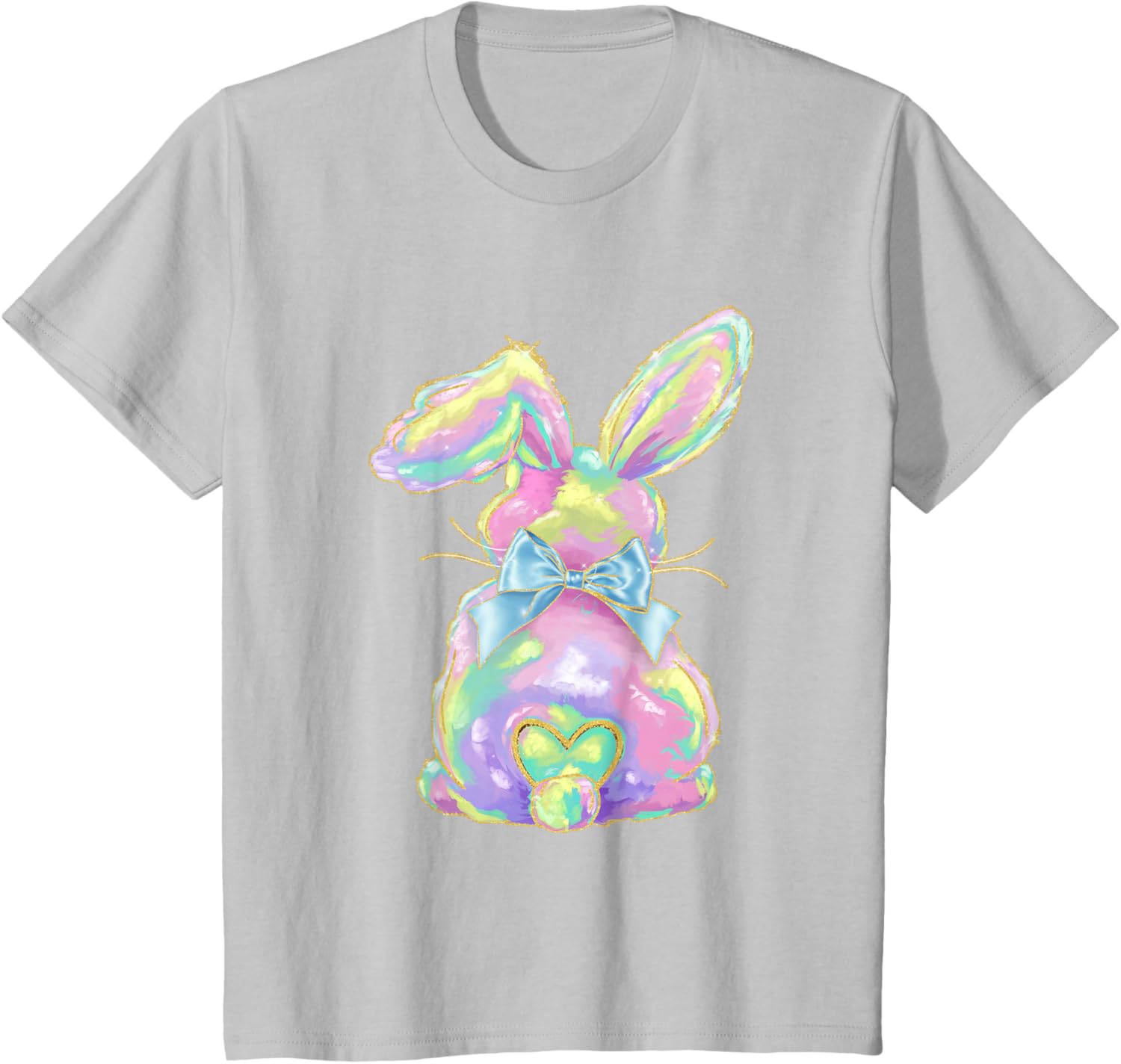 Happy Easter Day Cute Bunny Brushstroke Coquette Bow Girl T-Shirt