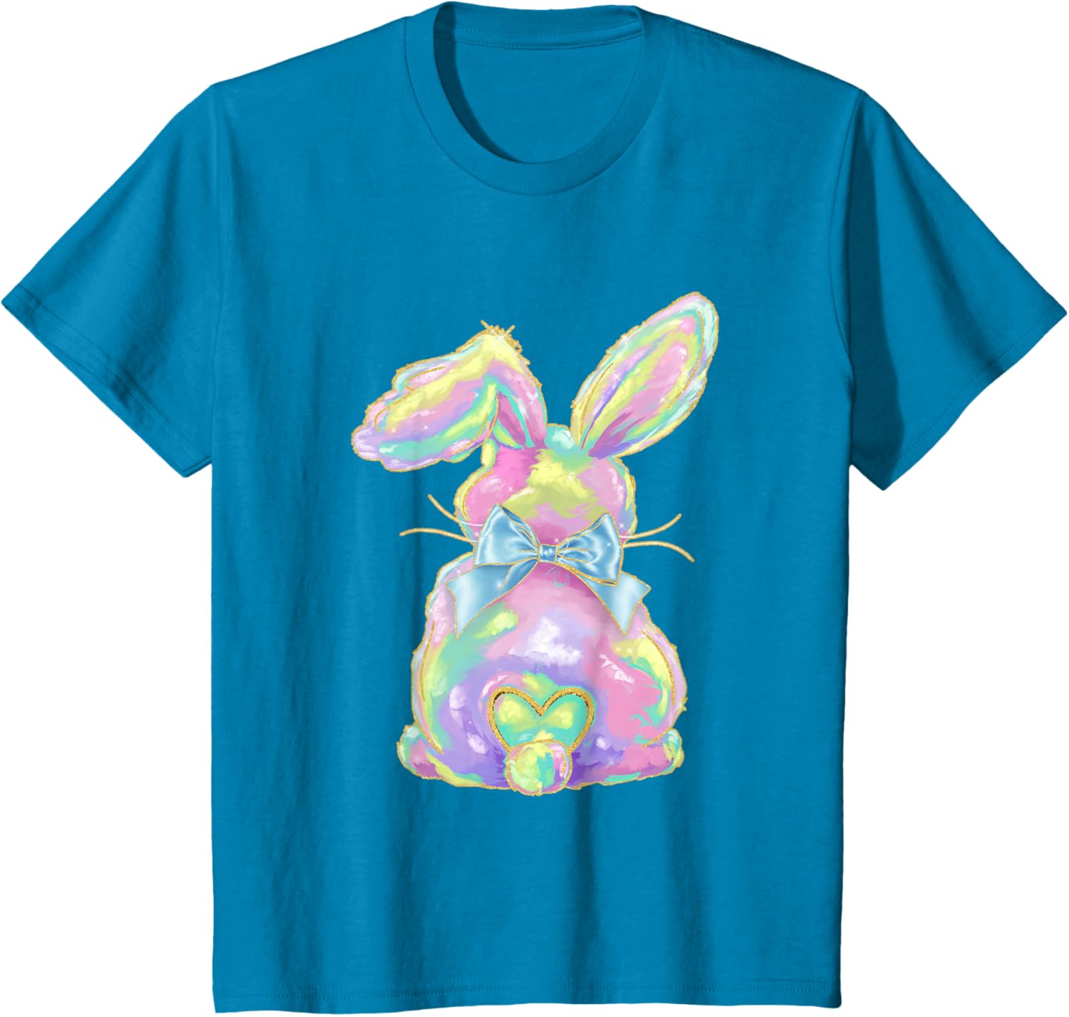 Happy Easter Day Cute Bunny Brushstroke Coquette Bow Girl T-Shirt