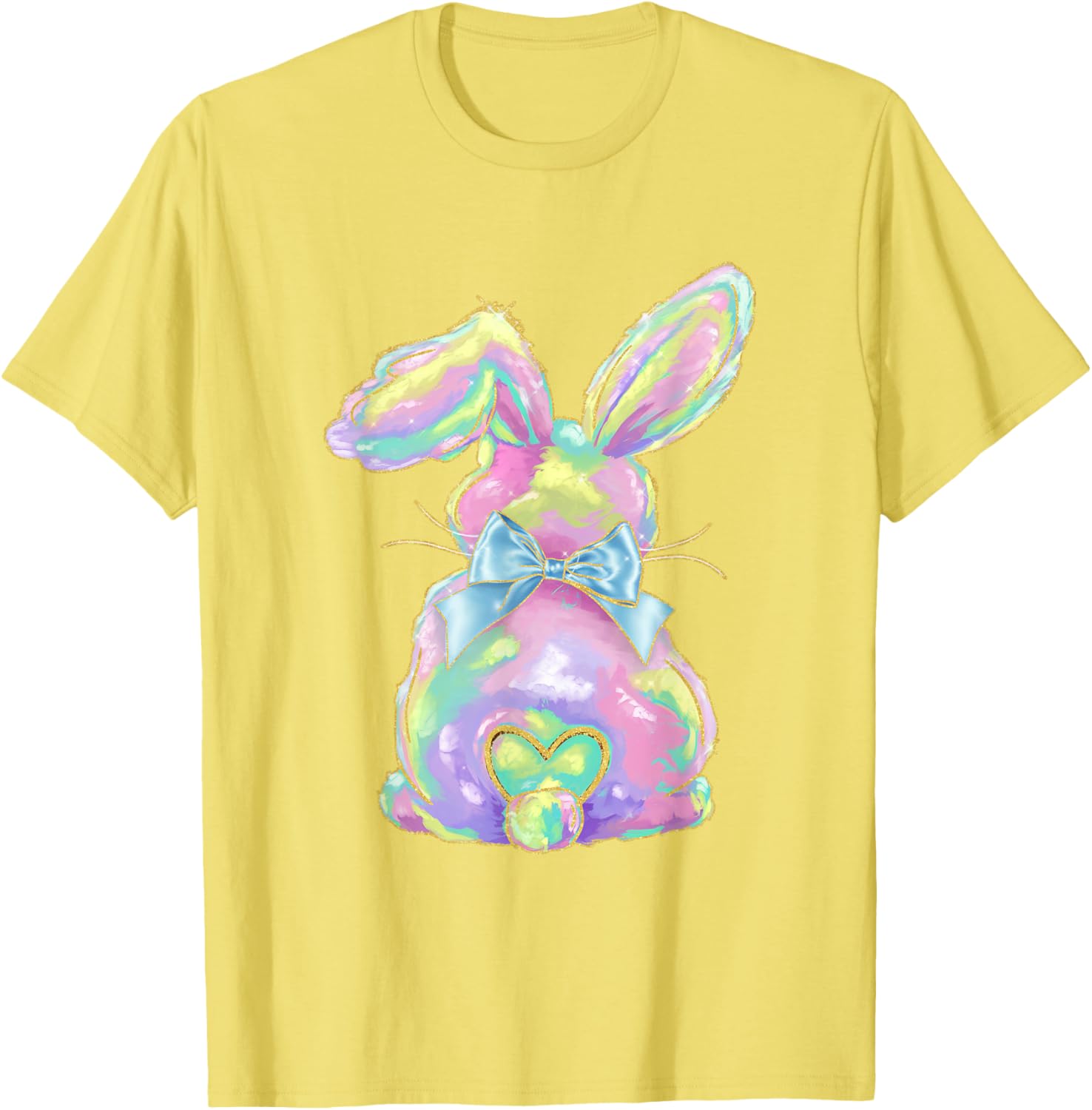 Happy Easter Day Cute Bunny Brushstroke Coquette Bow Girl T-Shirt