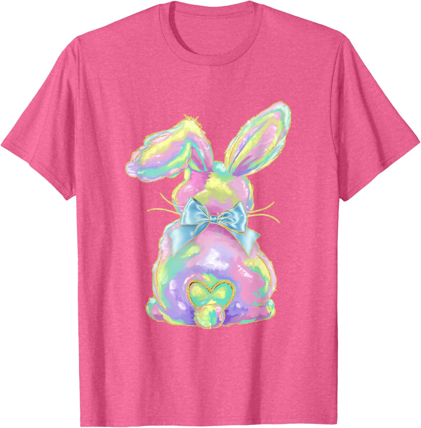 Happy Easter Day Cute Bunny Brushstroke Coquette Bow Girl T-Shirt