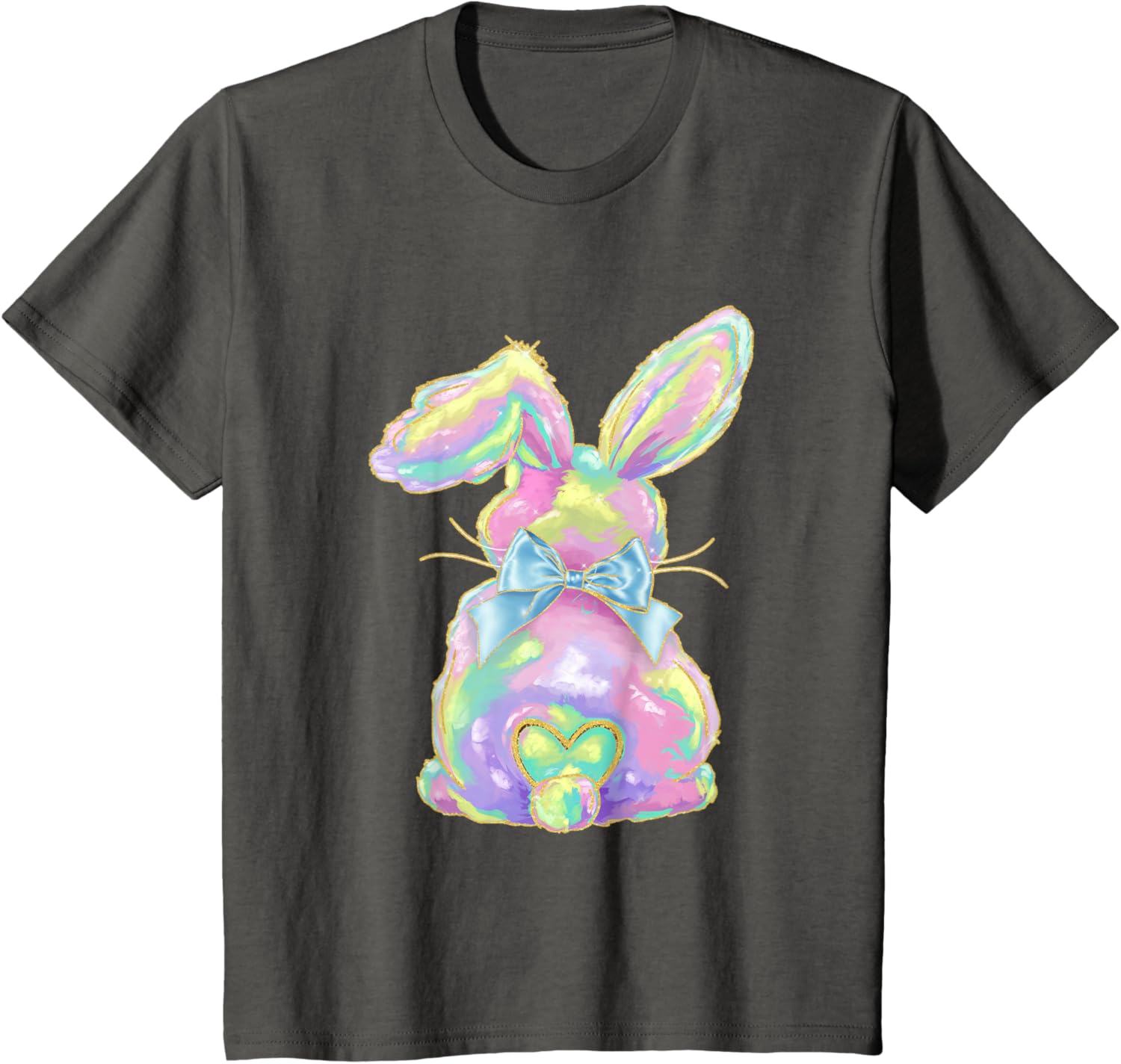 Happy Easter Day Cute Bunny Brushstroke Coquette Bow Girl T-Shirt