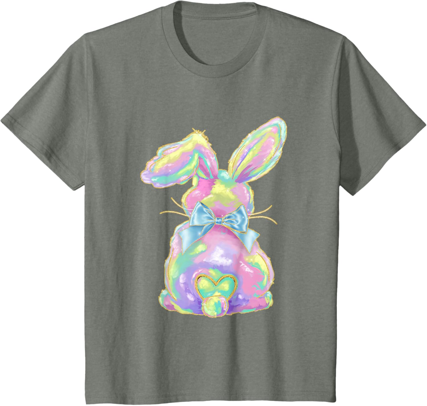 Happy Easter Day Cute Bunny Brushstroke Coquette Bow Girl T-Shirt