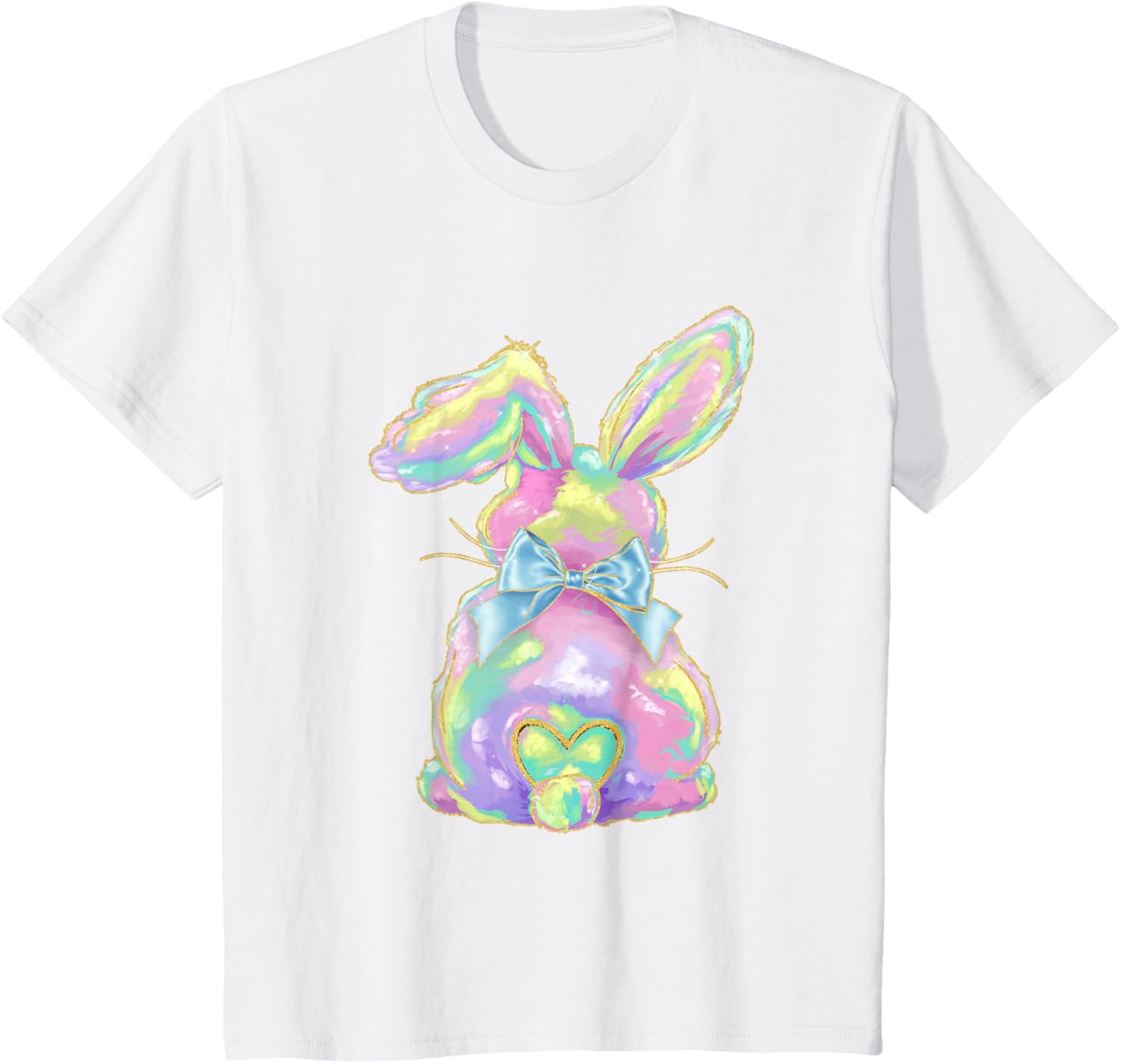 Happy Easter Day Cute Bunny Brushstroke Coquette Bow Girl T-Shirt