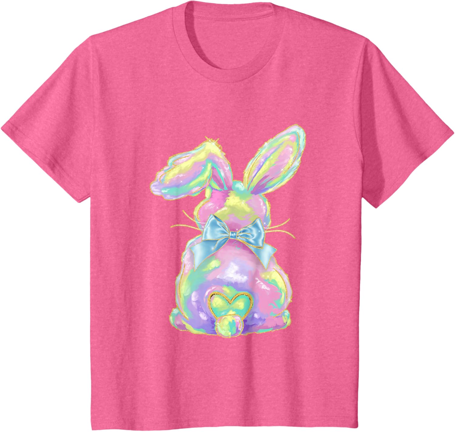 Happy Easter Day Cute Bunny Brushstroke Coquette Bow Girl T-Shirt