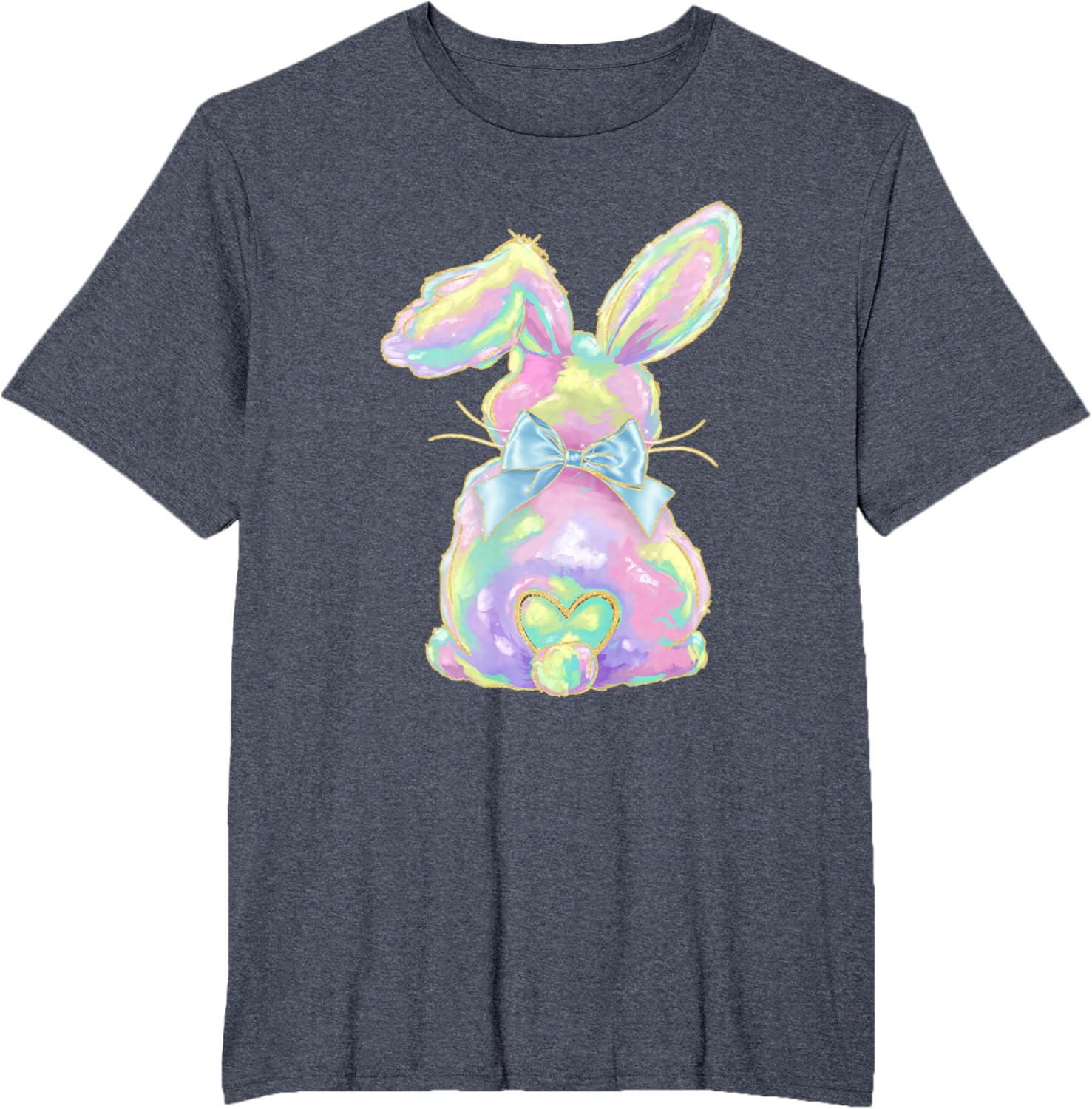 Happy Easter Day Cute Bunny Brushstroke Coquette Bow Girl T-Shirt