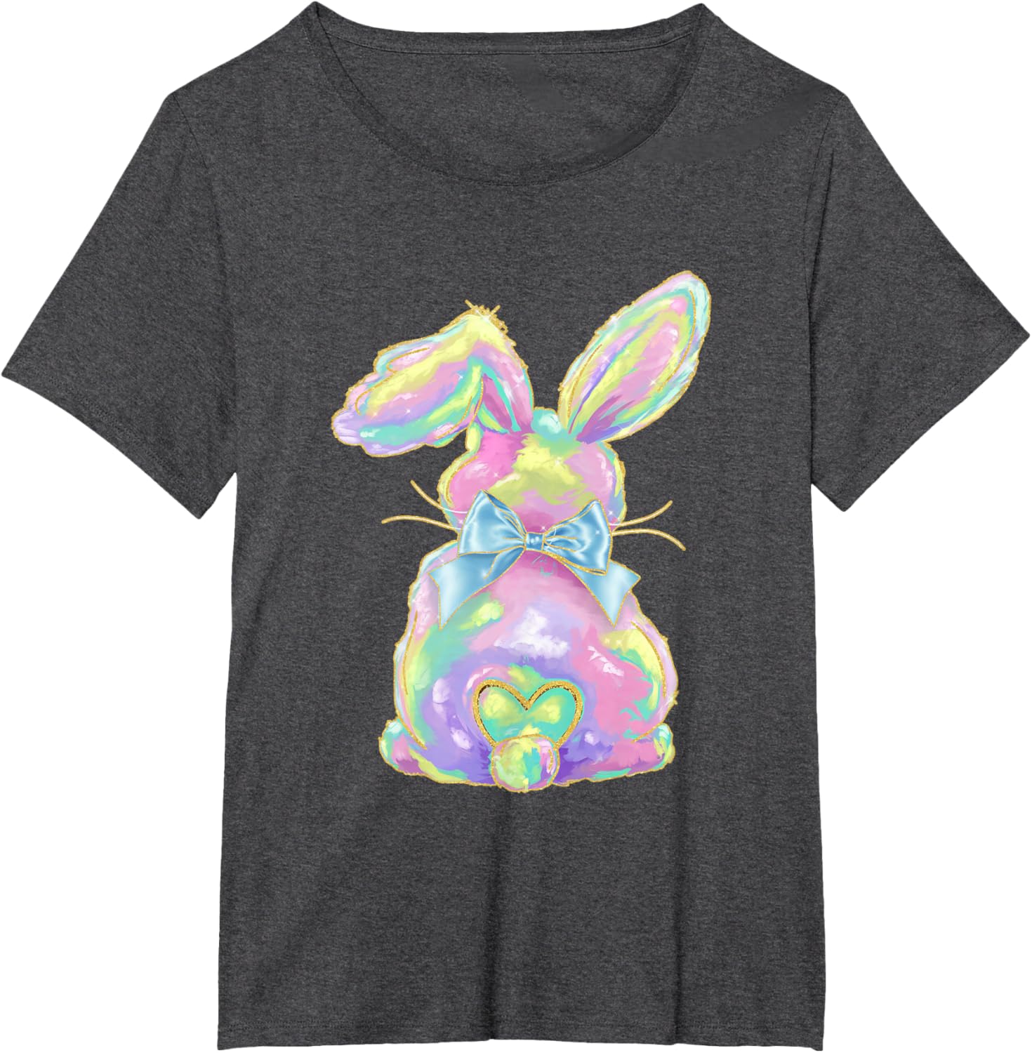 Happy Easter Day Cute Bunny Brushstroke Coquette Bow Girl T-Shirt