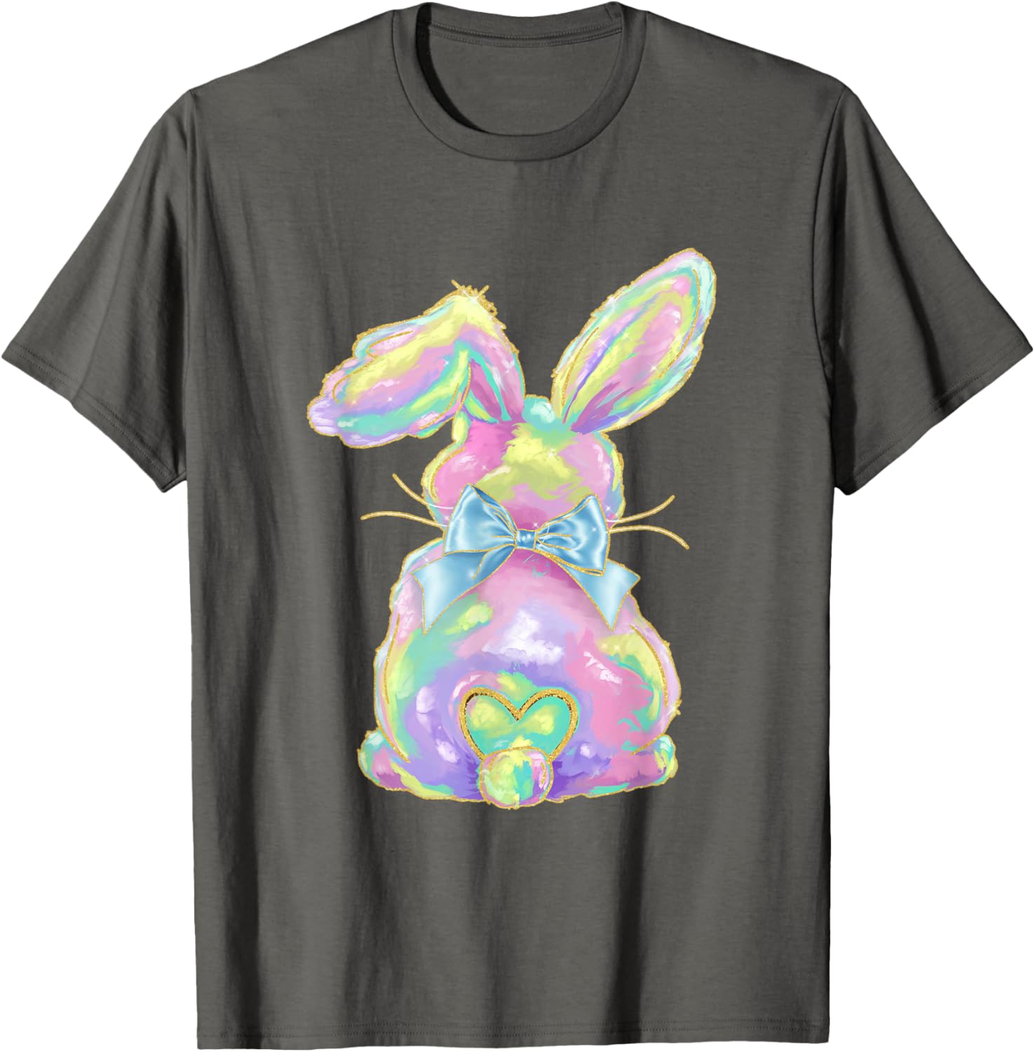 Happy Easter Day Cute Bunny Brushstroke Coquette Bow Girl T-Shirt