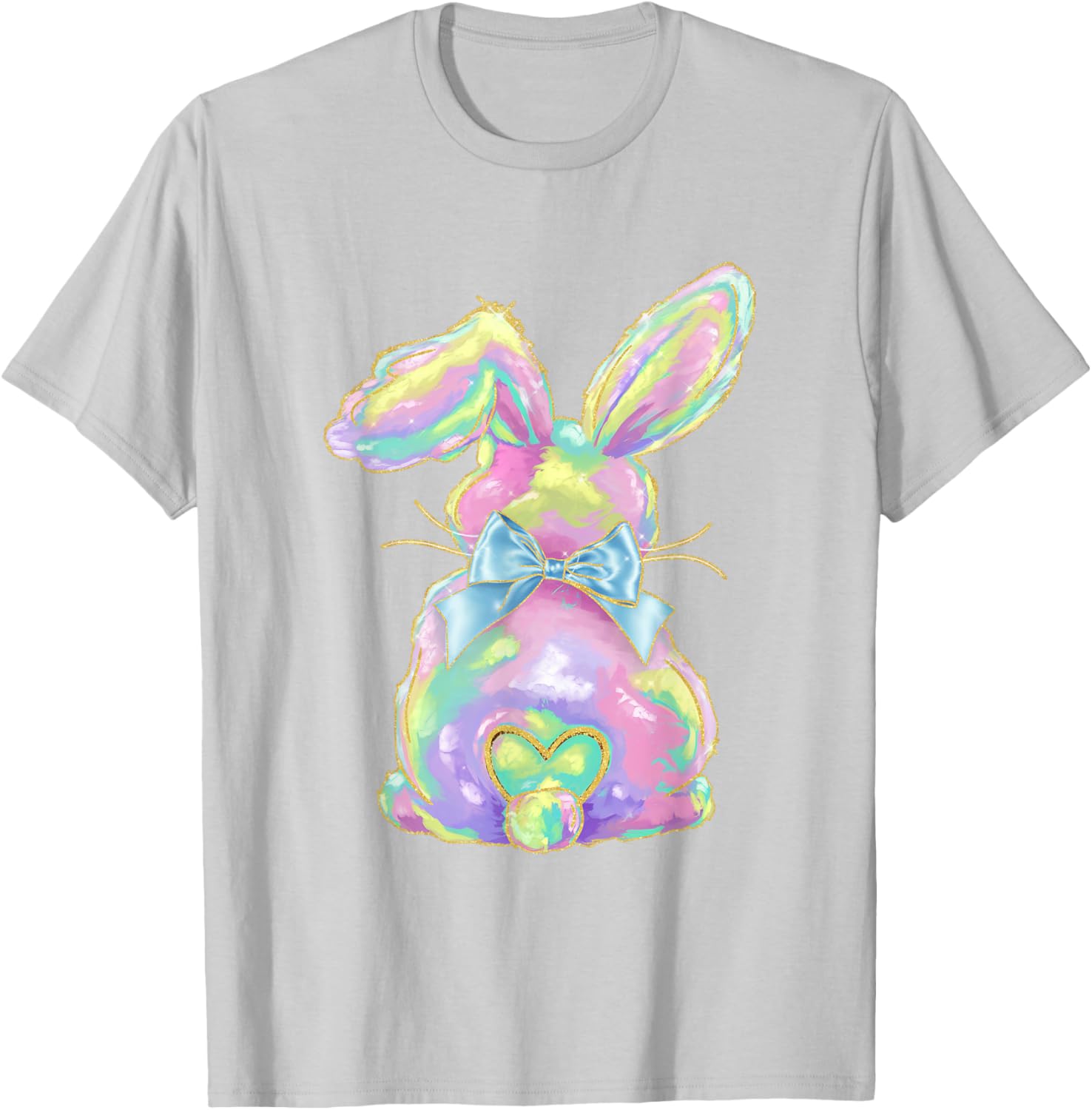 Happy Easter Day Cute Bunny Brushstroke Coquette Bow Girl T-Shirt