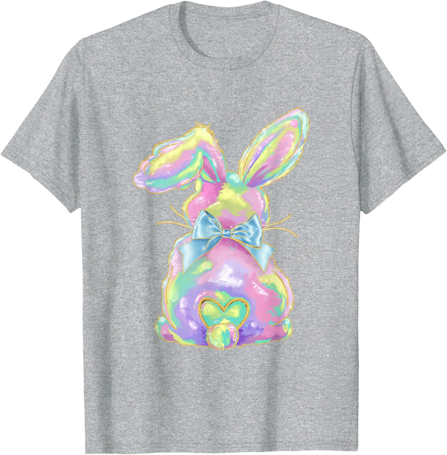 Happy Easter Day Cute Bunny Brushstroke Coquette Bow Girl T-Shirt