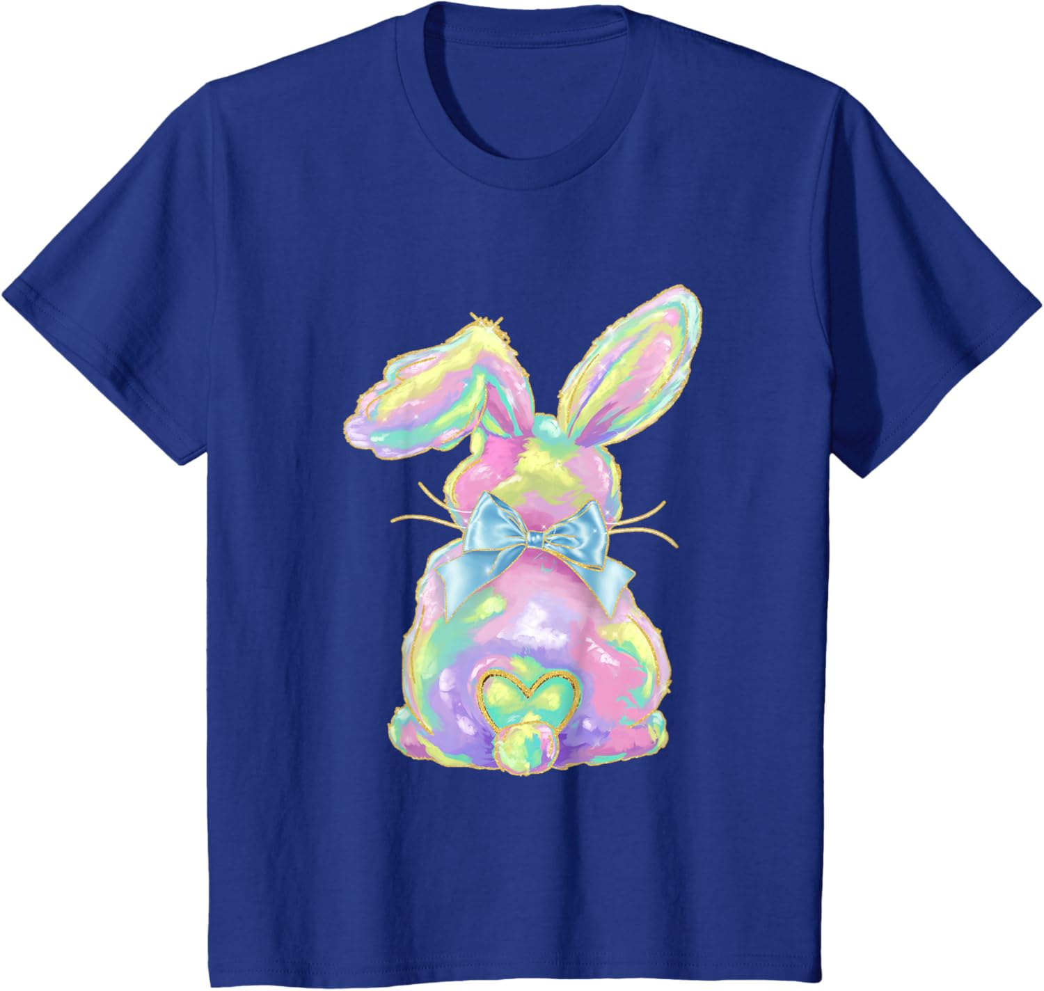 Happy Easter Day Cute Bunny Brushstroke Coquette Bow Girl T-Shirt