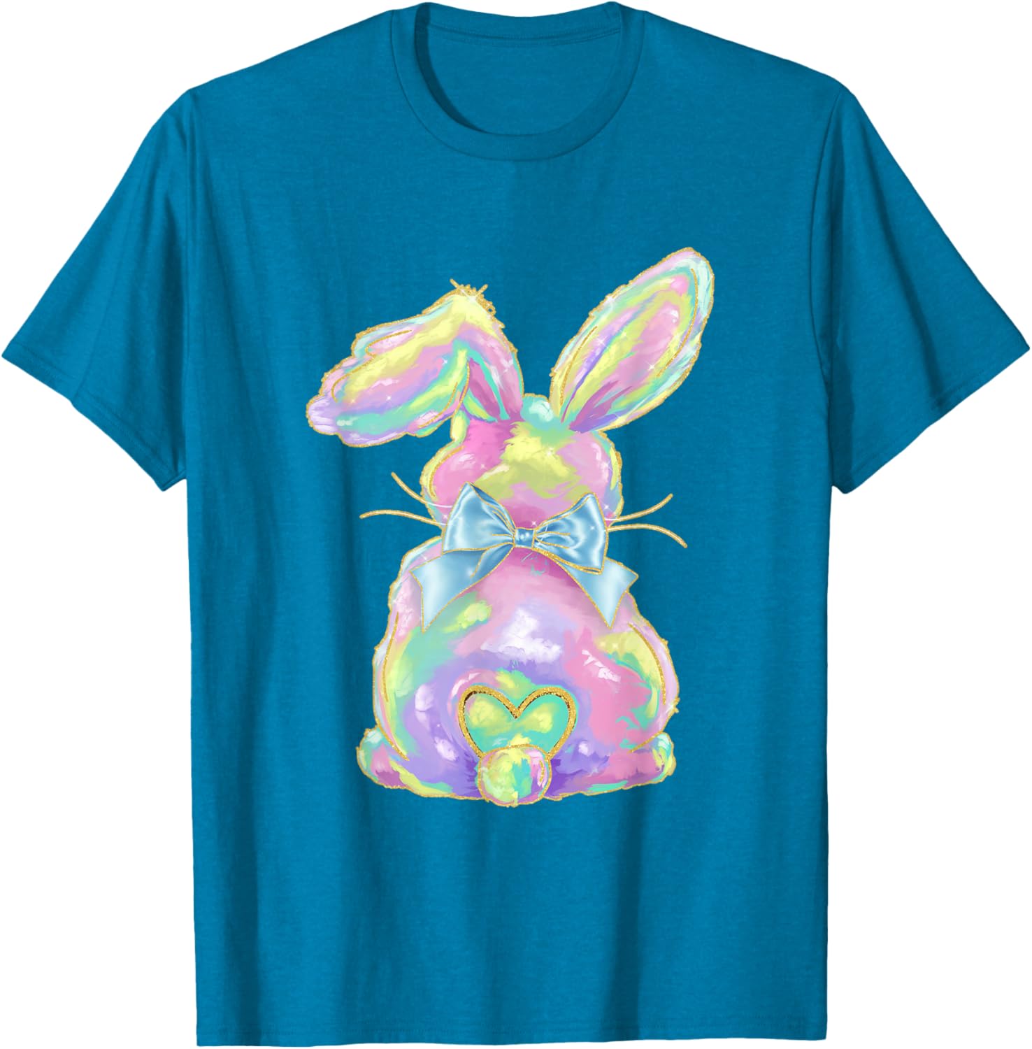 Happy Easter Day Cute Bunny Brushstroke Coquette Bow Girl T-Shirt