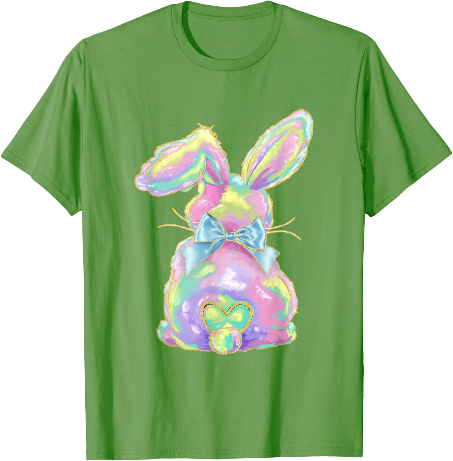 Happy Easter Day Cute Bunny Brushstroke Coquette Bow Girl T-Shirt