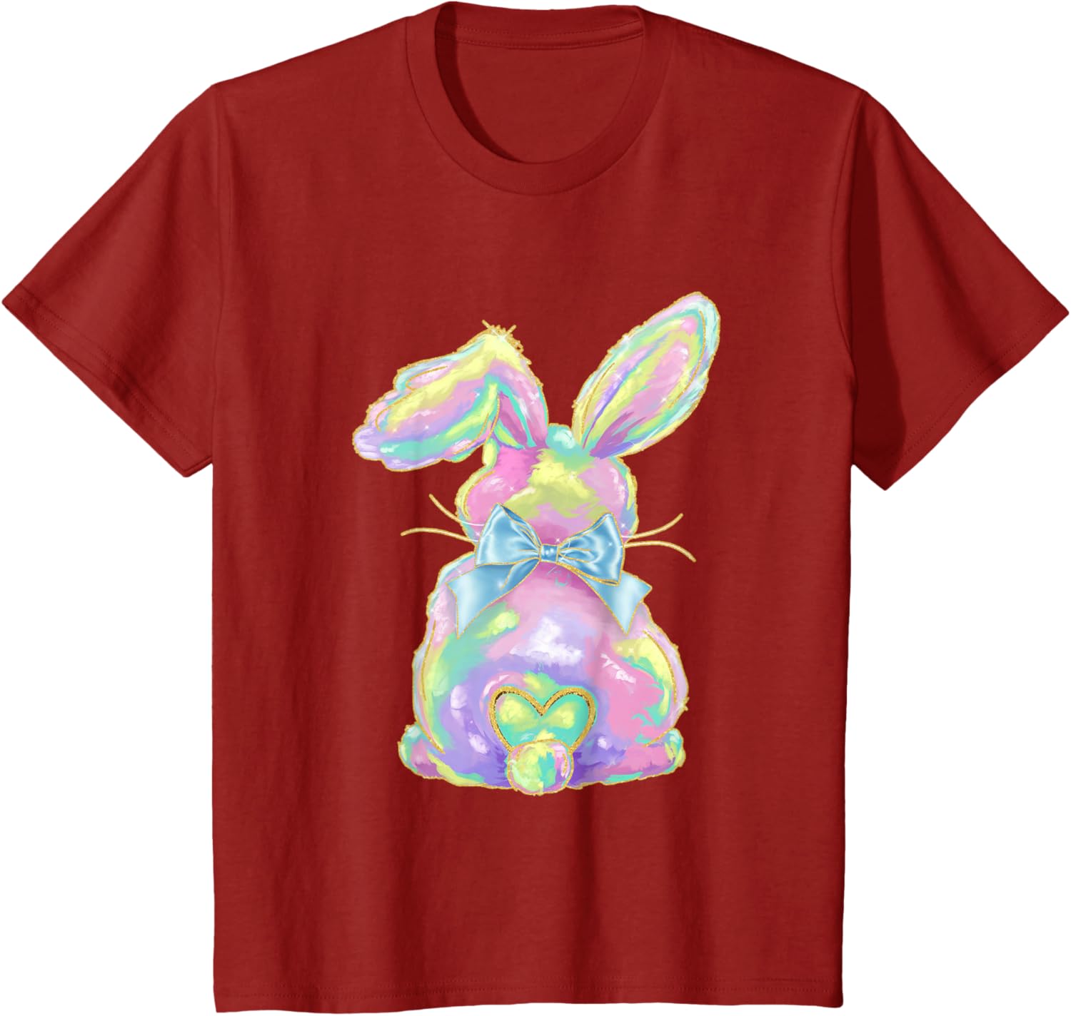 Happy Easter Day Cute Bunny Brushstroke Coquette Bow Girl T-Shirt