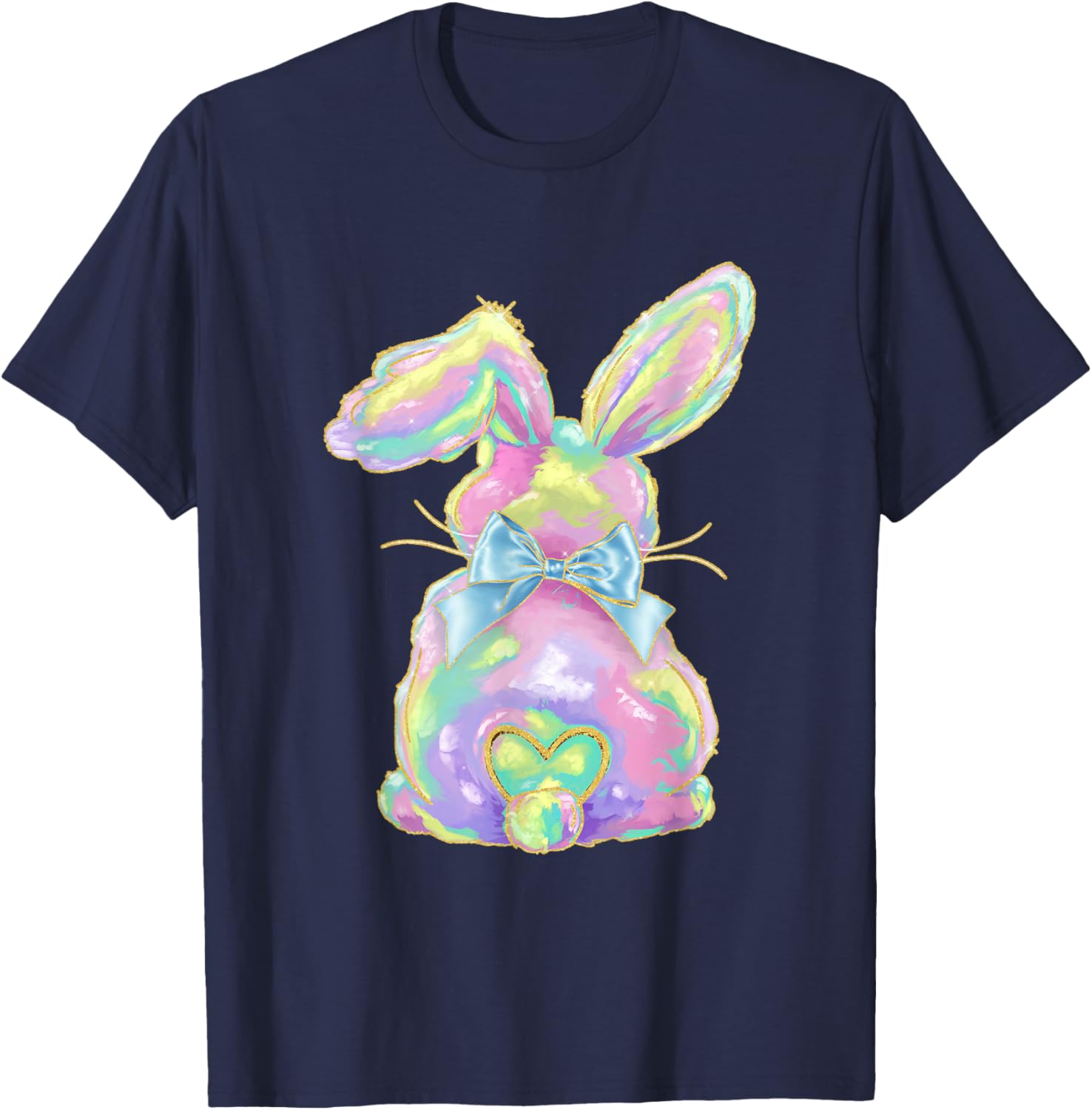 Happy Easter Day Cute Bunny Brushstroke Coquette Bow Girl T-Shirt