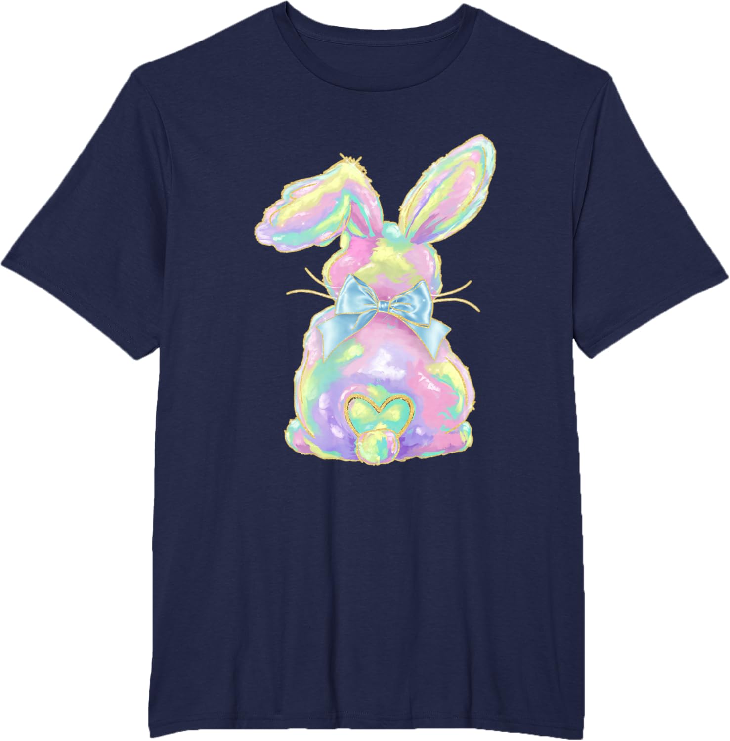 Happy Easter Day Cute Bunny Brushstroke Coquette Bow Girl T-Shirt