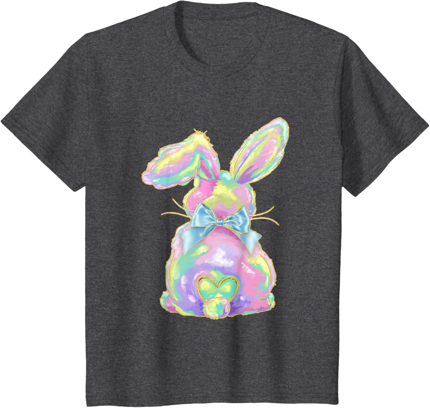 Happy Easter Day Cute Bunny Brushstroke Coquette Bow Girl T-Shirt