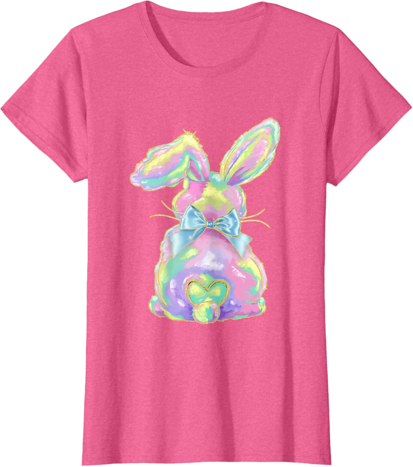 Happy Easter Day Cute Bunny Brushstroke Coquette Bow Girl T-Shirt