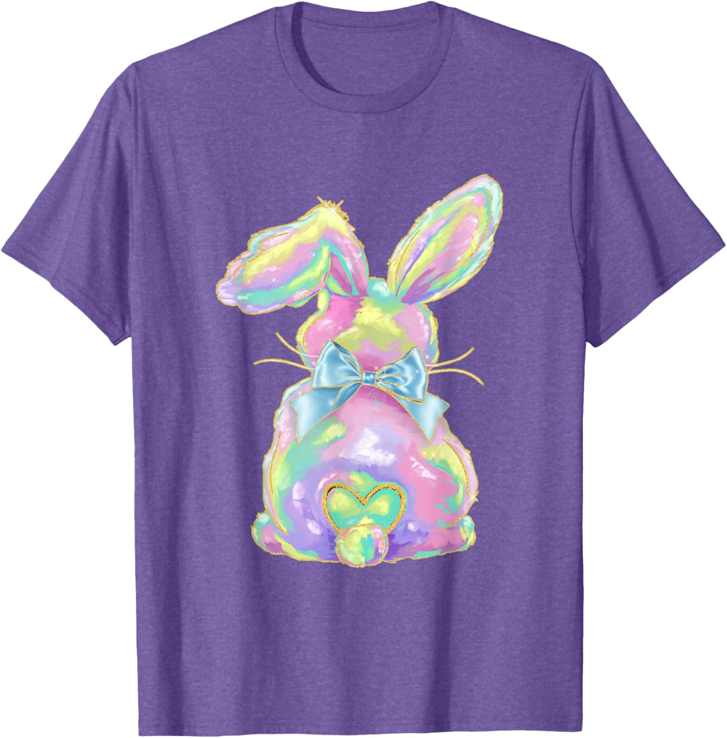 Happy Easter Day Cute Bunny Brushstroke Coquette Bow Girl T-Shirt