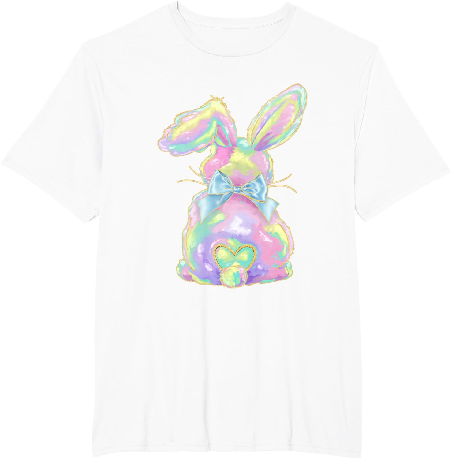 Happy Easter Day Cute Bunny Brushstroke Coquette Bow Girl T-Shirt