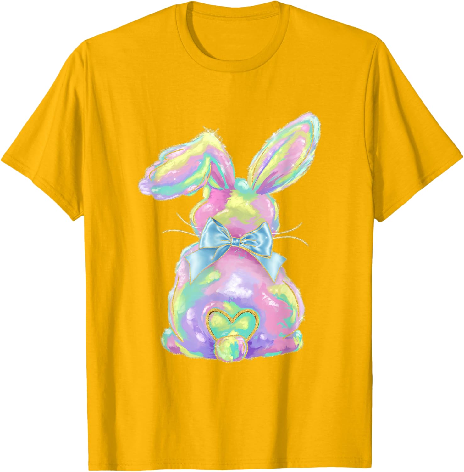 Happy Easter Day Cute Bunny Brushstroke Coquette Bow Girl T-Shirt