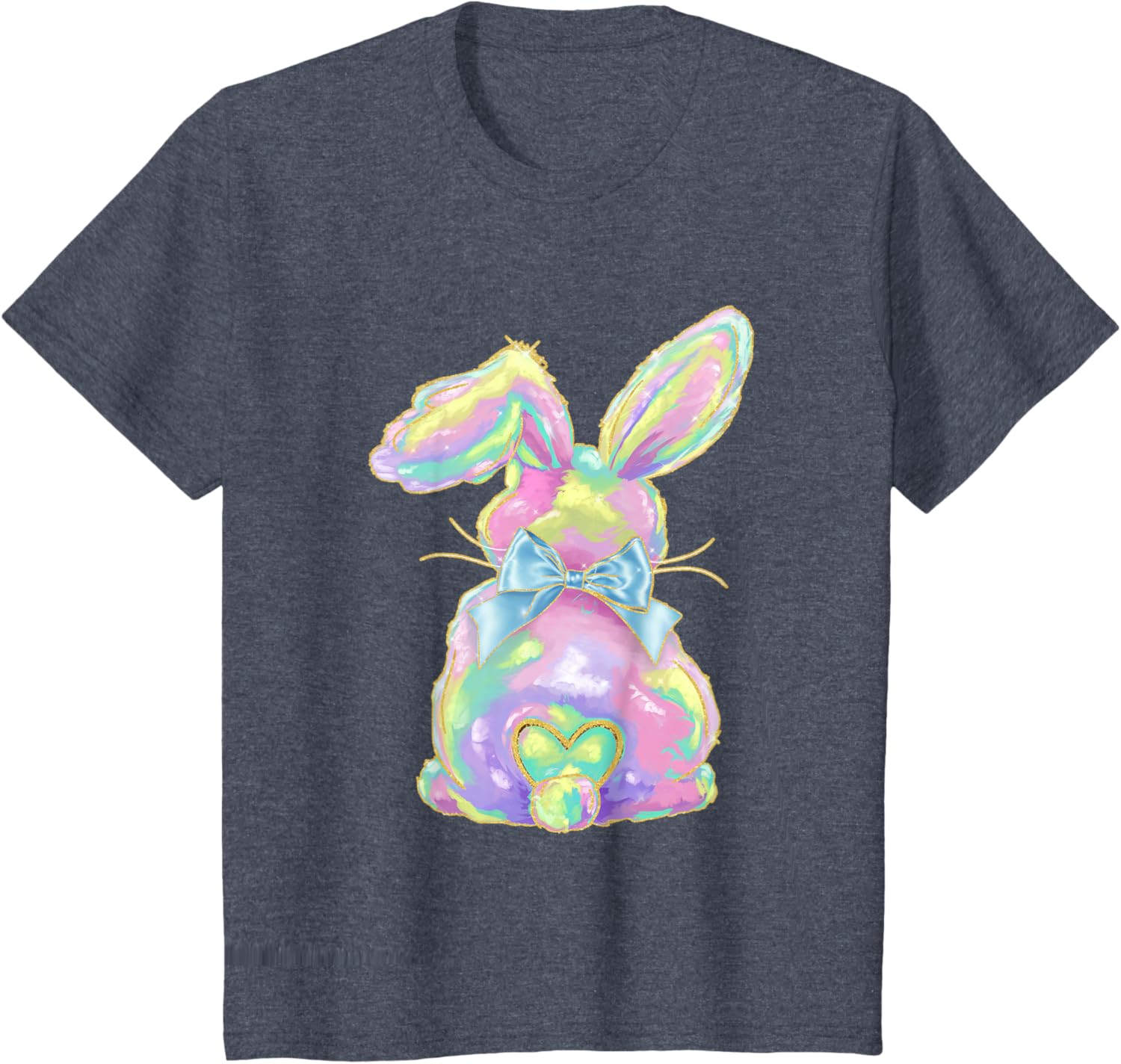 Happy Easter Day Cute Bunny Brushstroke Coquette Bow Girl T-Shirt