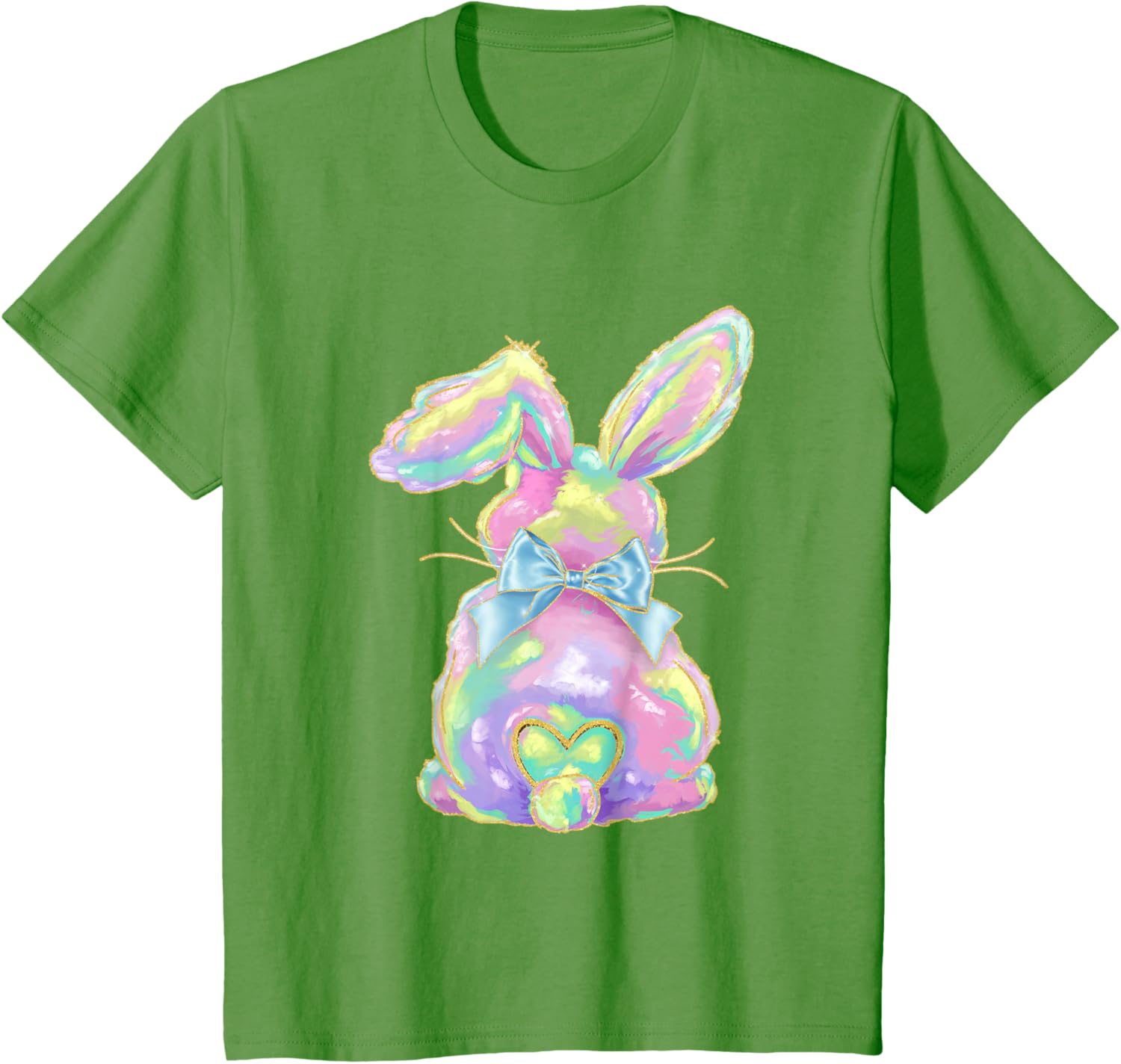 Happy Easter Day Cute Bunny Brushstroke Coquette Bow Girl T-Shirt