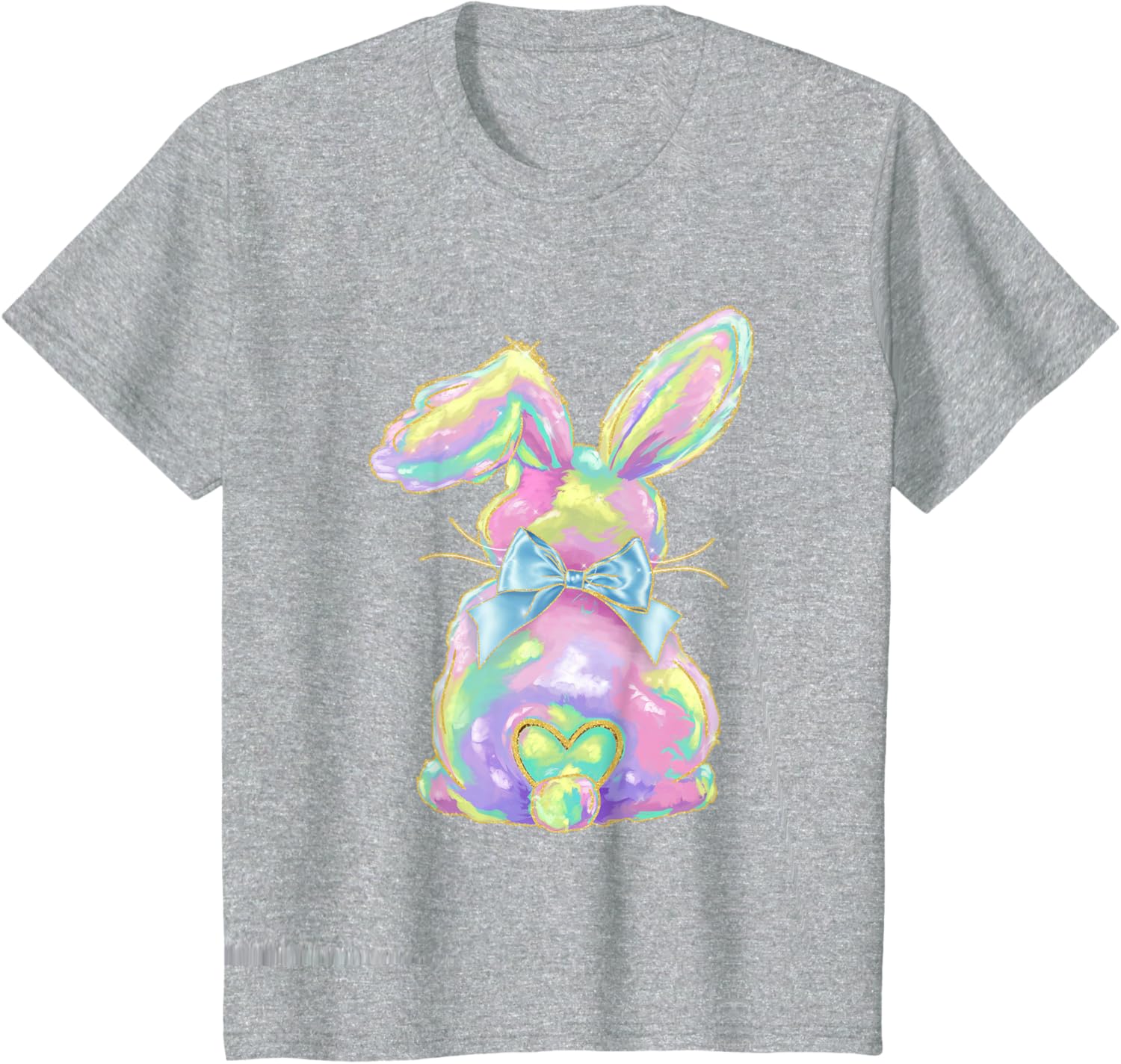 Happy Easter Day Cute Bunny Brushstroke Coquette Bow Girl T-Shirt