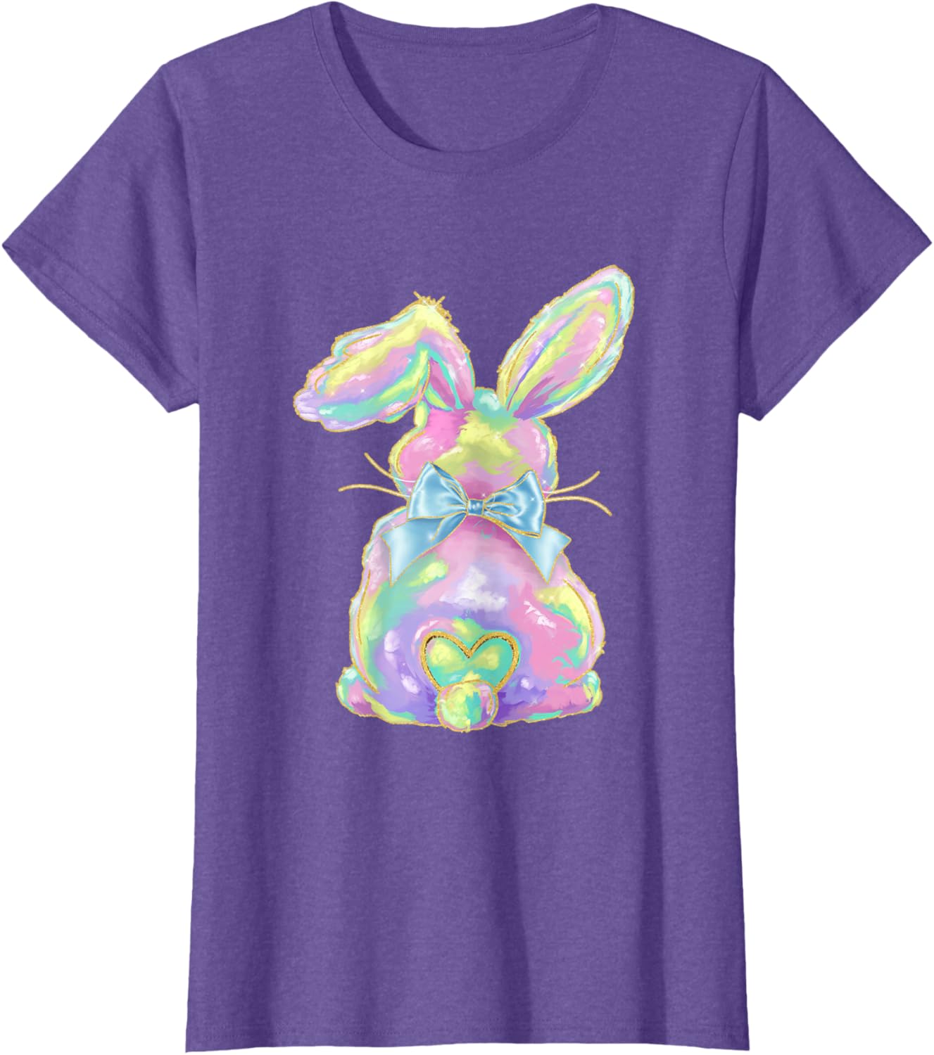 Happy Easter Day Cute Bunny Brushstroke Coquette Bow Girl T-Shirt