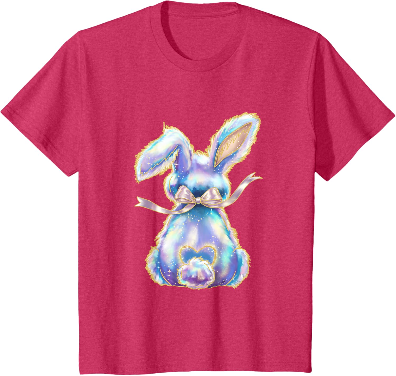 Happy Easter Day Cute Bunny Brushstroke Coquette Bow Girl T-Shirt