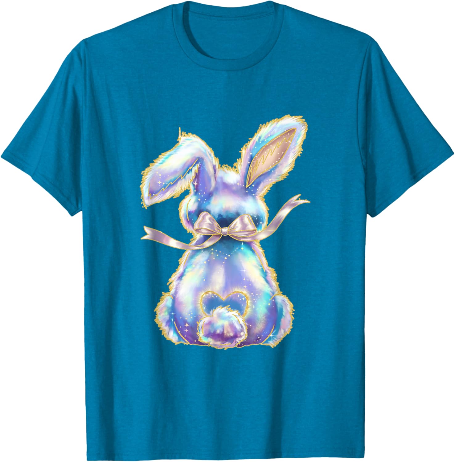 Happy Easter Day Cute Bunny Brushstroke Coquette Bow Girl T-Shirt