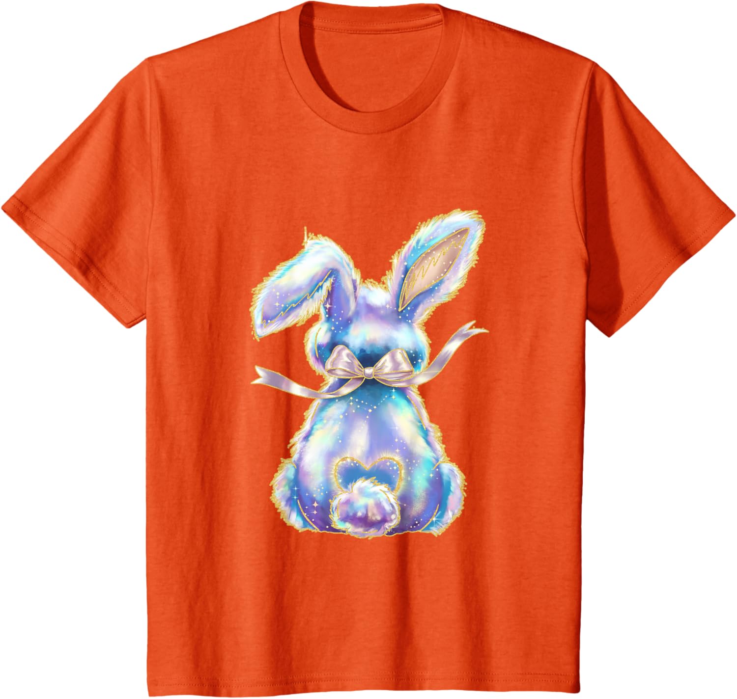 Happy Easter Day Cute Bunny Brushstroke Coquette Bow Girl T-Shirt