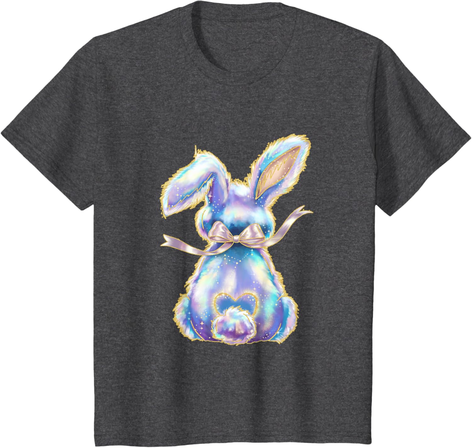 Happy Easter Day Cute Bunny Brushstroke Coquette Bow Girl T-Shirt