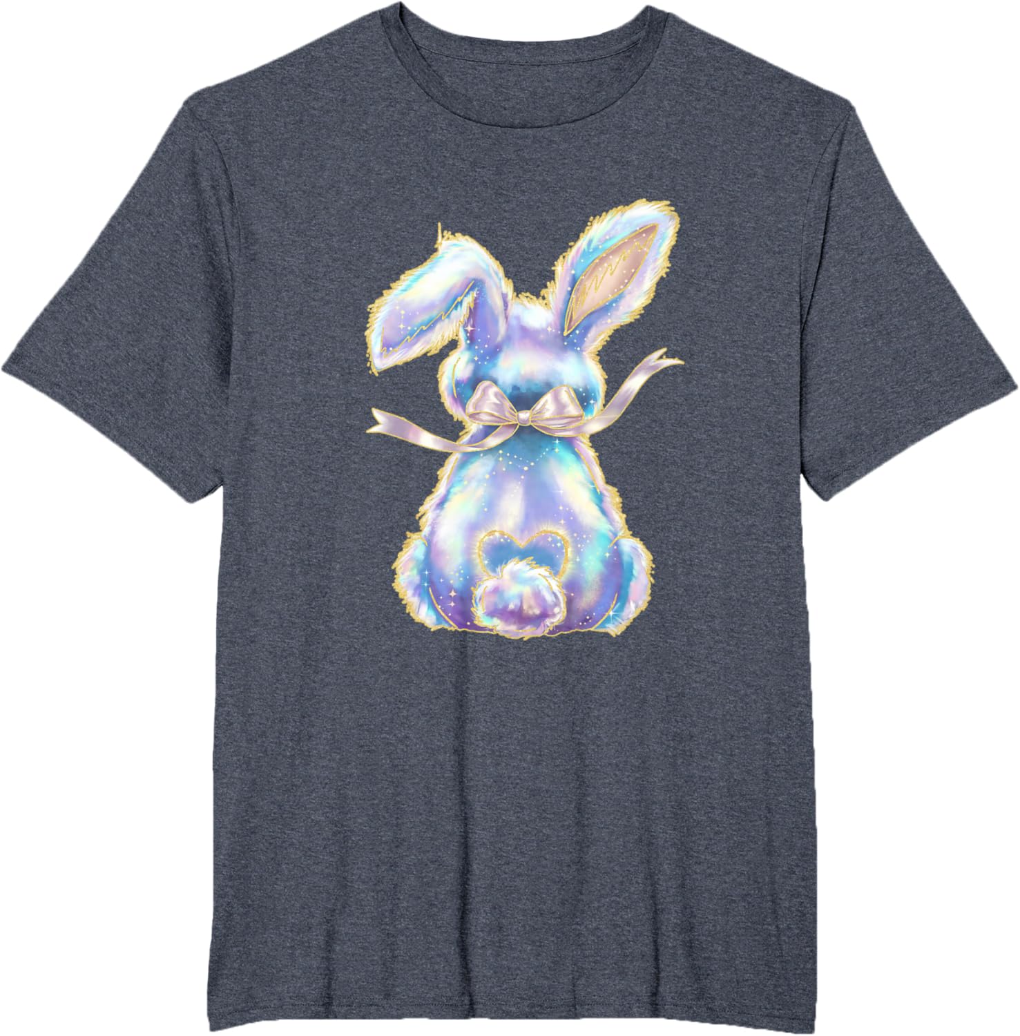 Happy Easter Day Cute Bunny Brushstroke Coquette Bow Girl T-Shirt